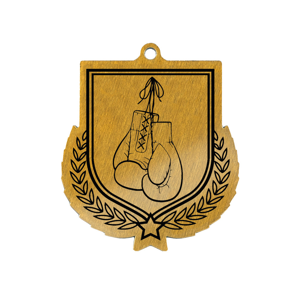 Colour Printed Boxing Gloves Shield Shaped Medal