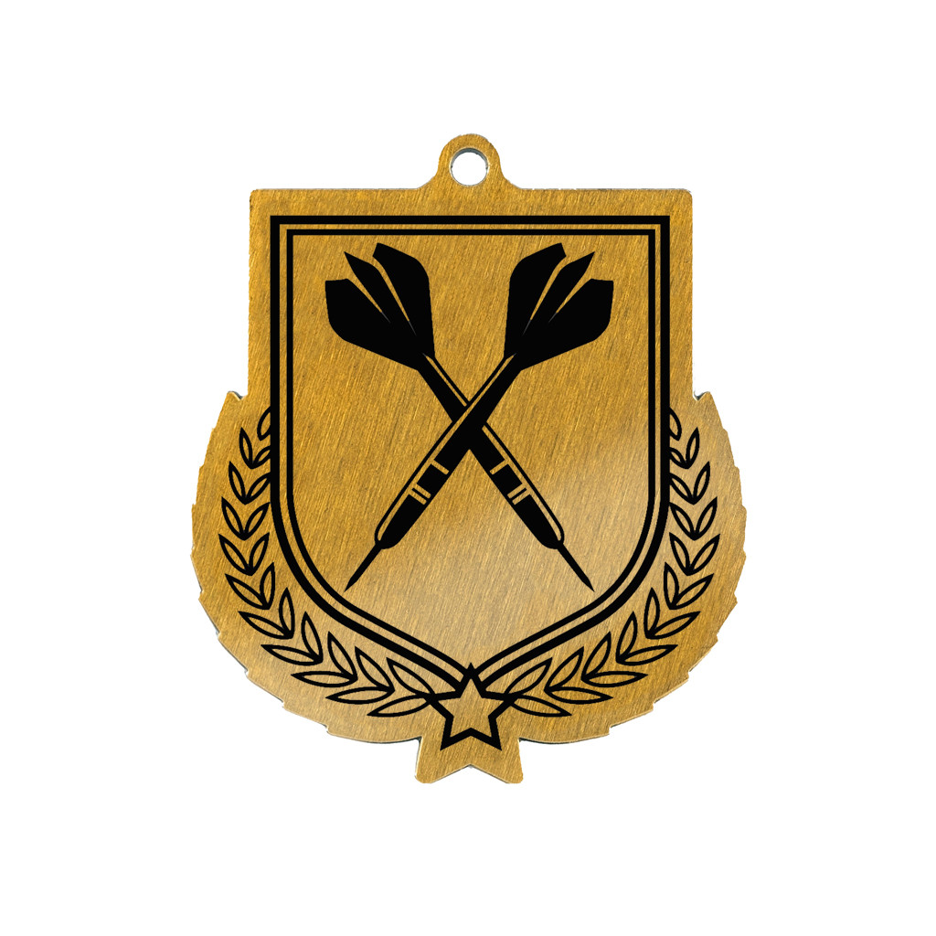 Colour Printed Darts Shield Shaped Medal