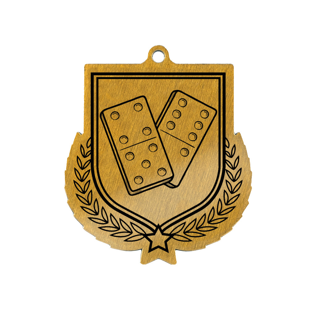 Colour Printed Dominoes Shield Shaped Medal
