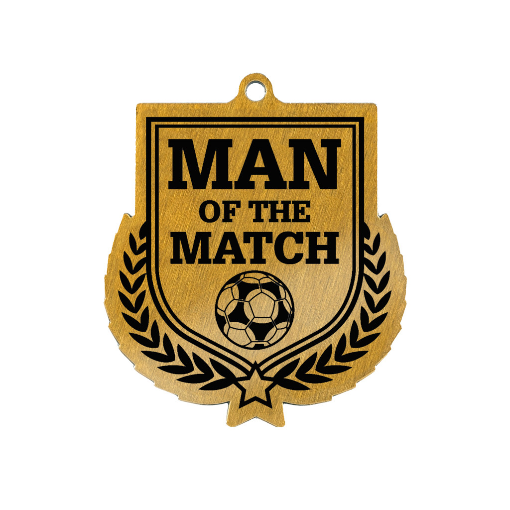 Colour Printed Football Man of the Match Shield Shaped Medal
