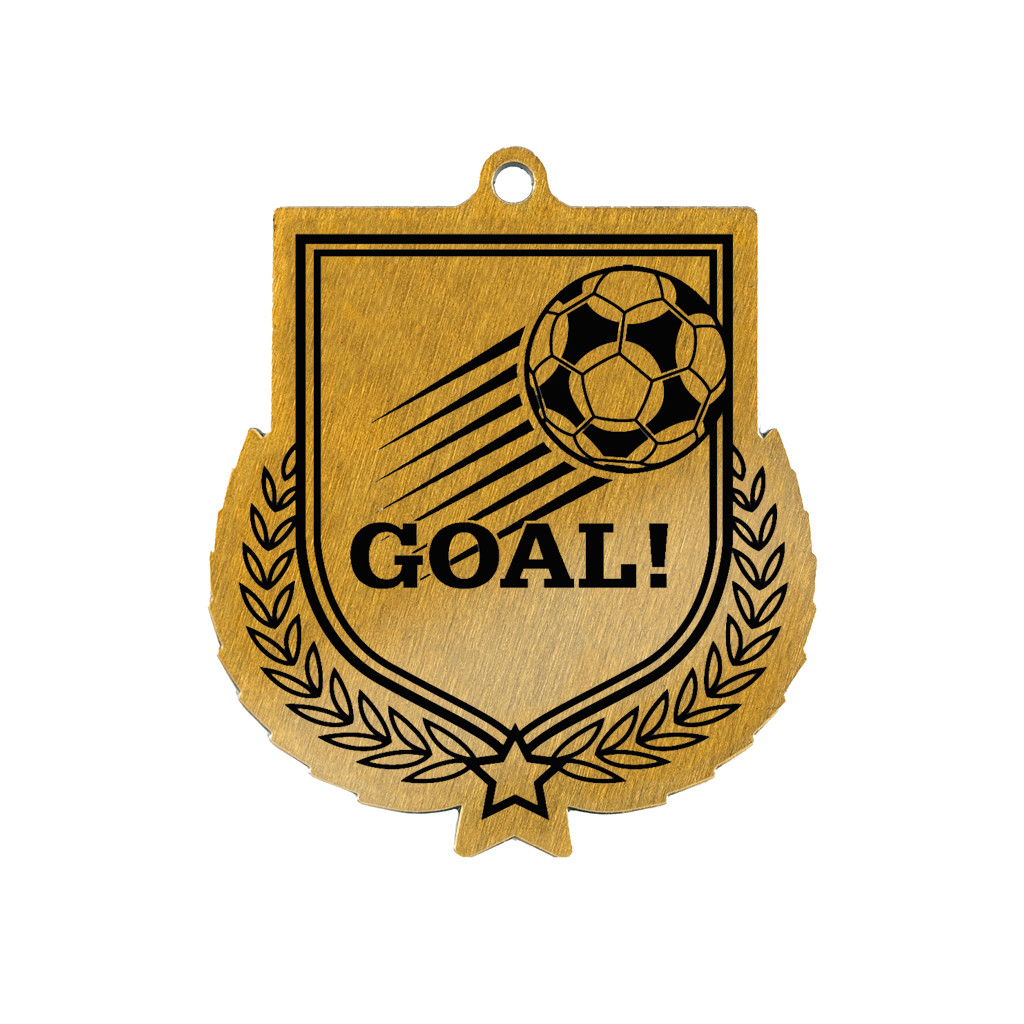Colour Printed Football 'GOAL!' Shield Shaped Medal
