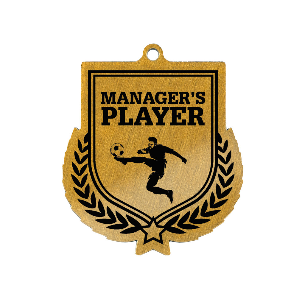 Colour Printed Football Manager's Player Shield Shaped Medal