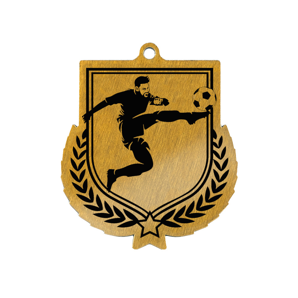 Colour Printed Football Shield Shaped Medal