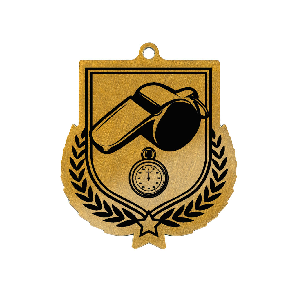 Colour Printed Football Referee Shield Shaped Medal