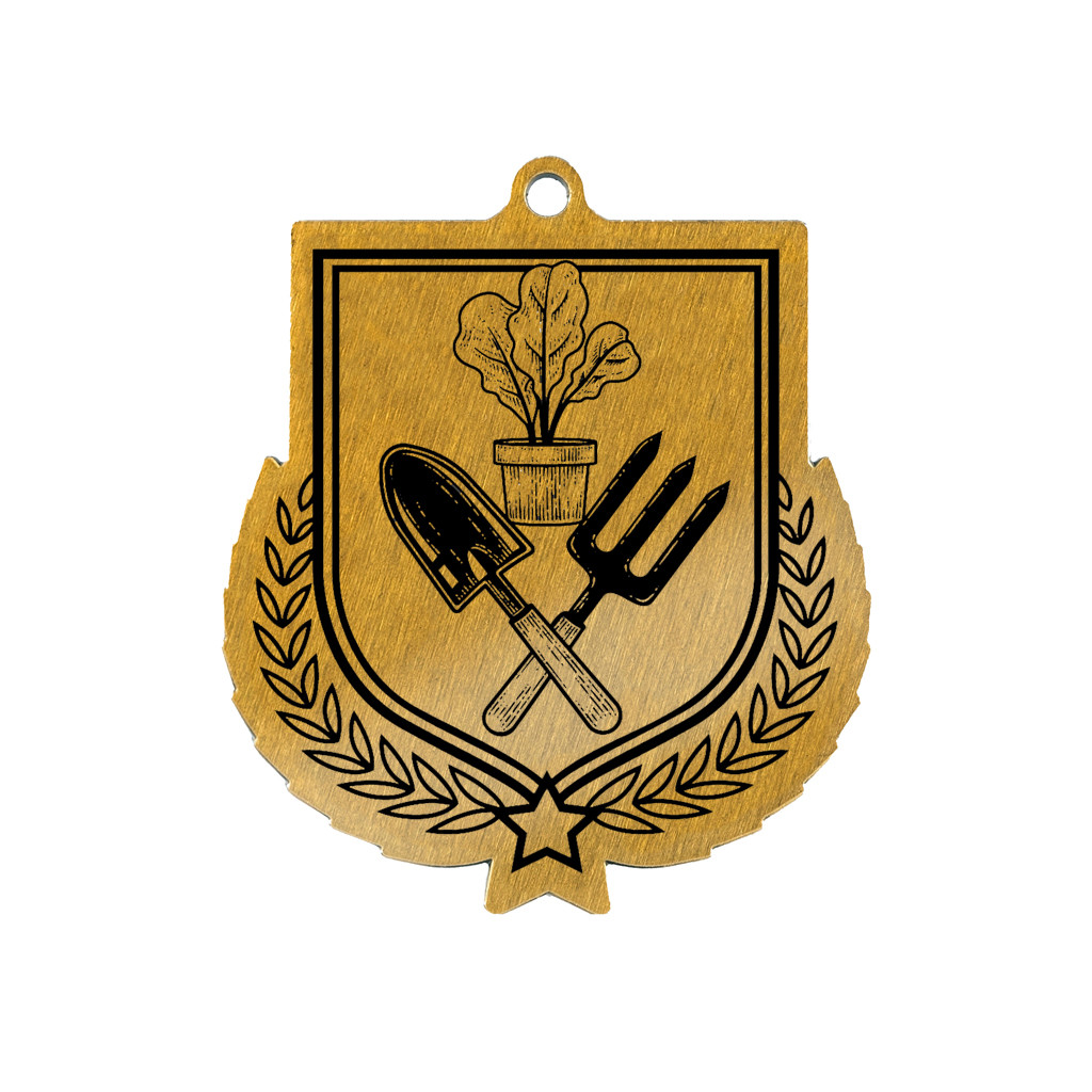 Colour Printed Gardening Shield Shaped Medal