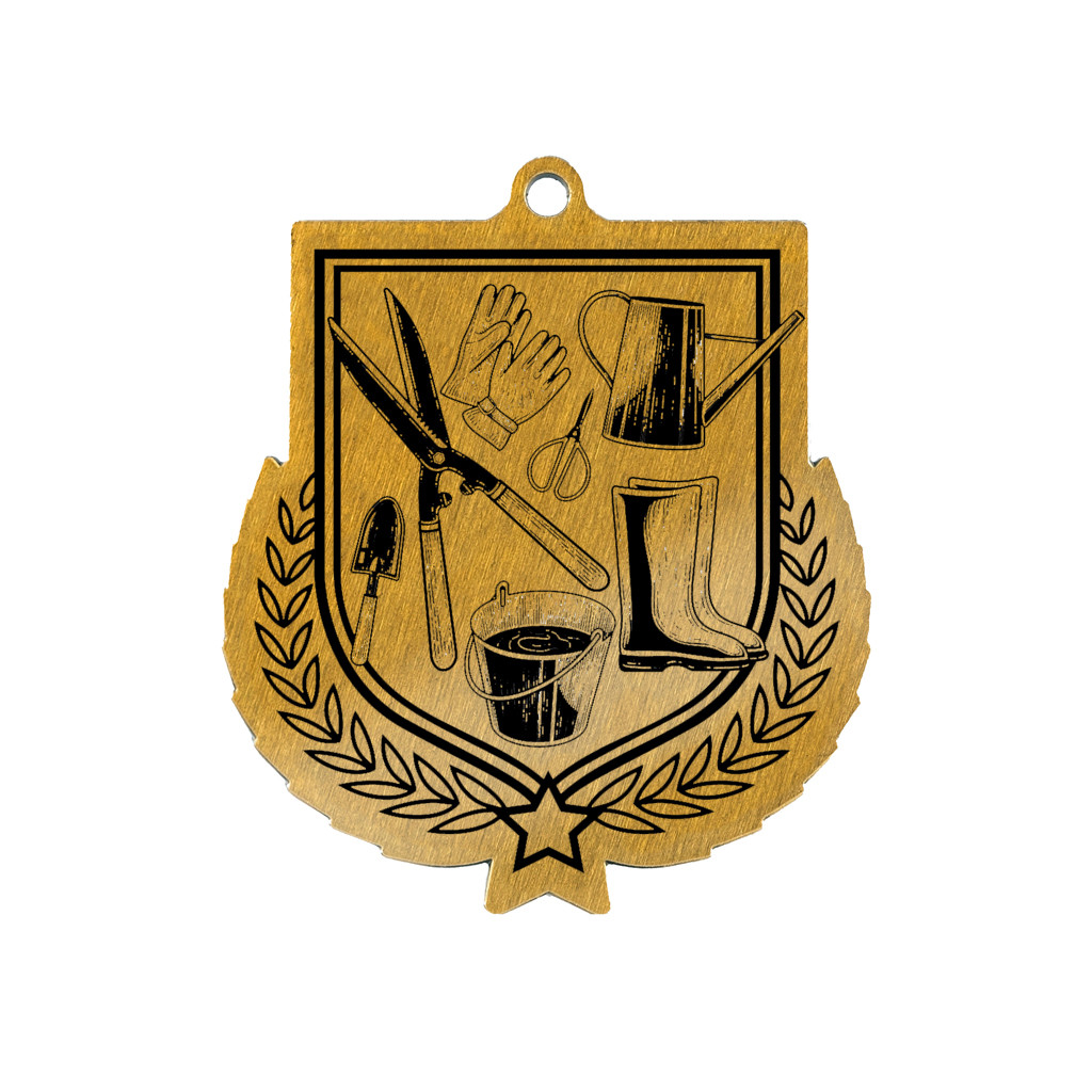 Colour Printed Gardening Shield Shaped Medal