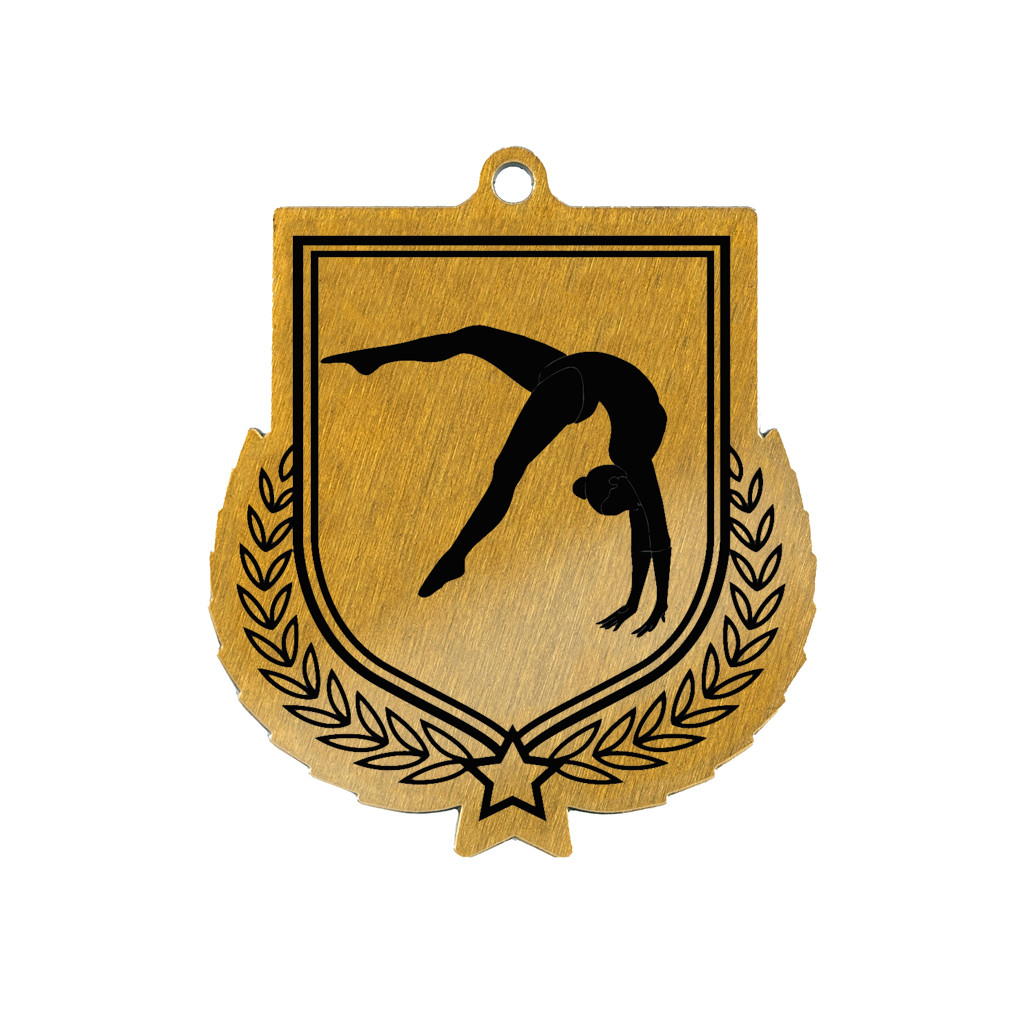 Colour Printed Gymnastics Shield Shaped Medal