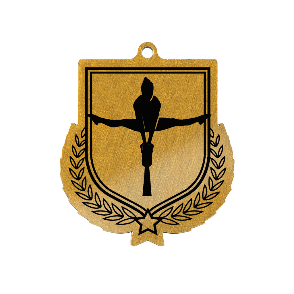 Colour Printed Gymnastics Beam Shield Shaped Medal