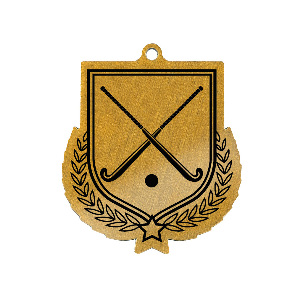 Colour Printed Hockey Shield Shaped Medal