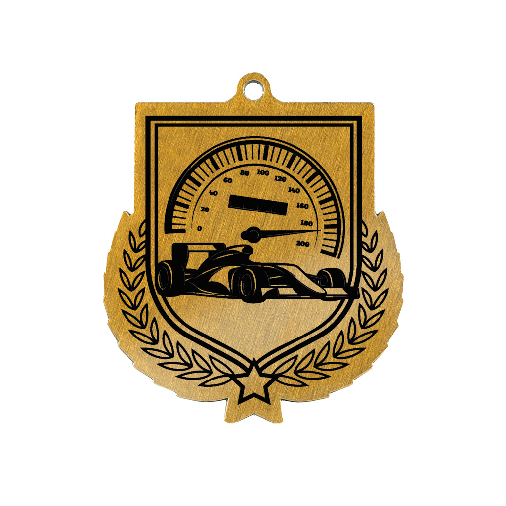 Colour Printed Motorsport Shield Shaped Medal