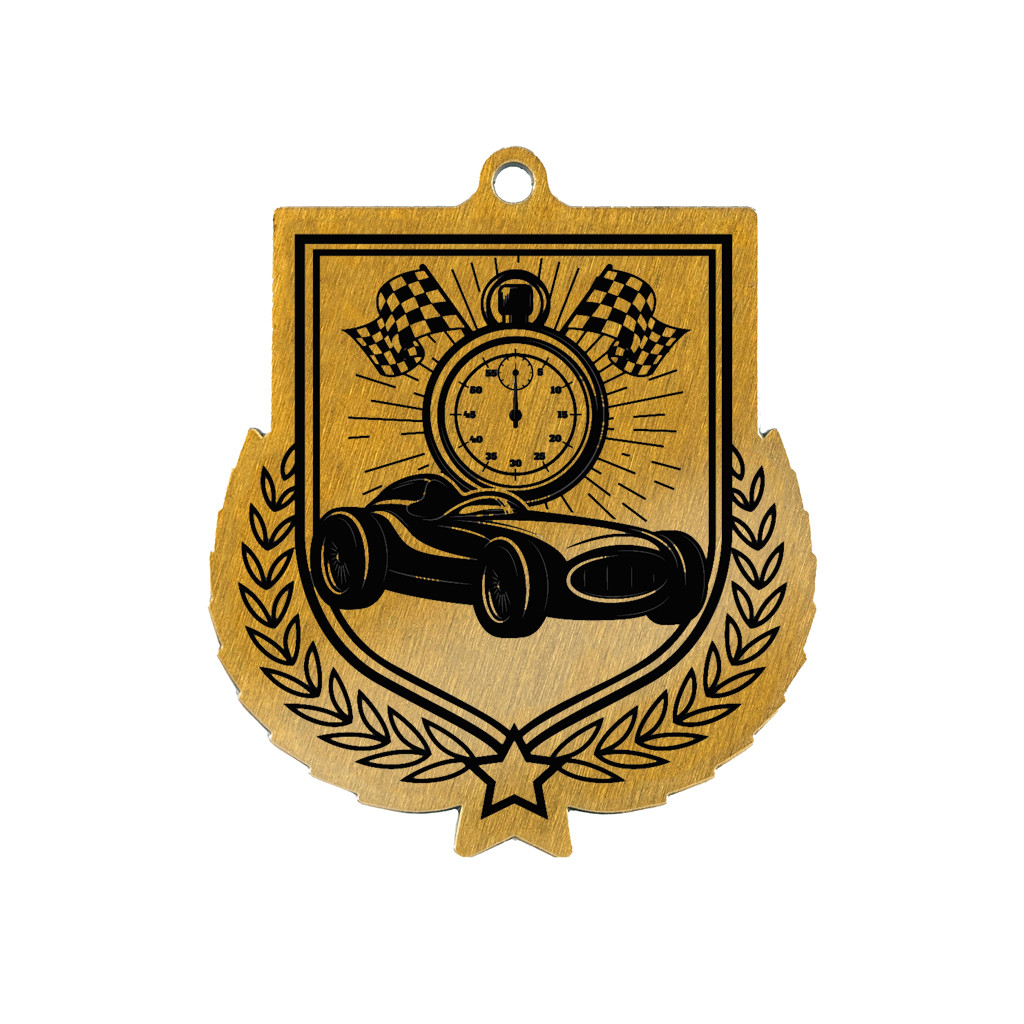 Colour Printed Motorsport Shield Shaped Medal