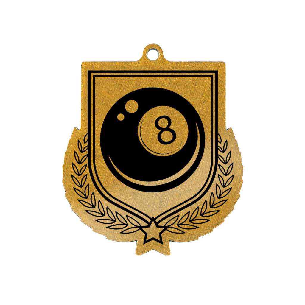 Colour Printed Pool Shield Shaped Medal