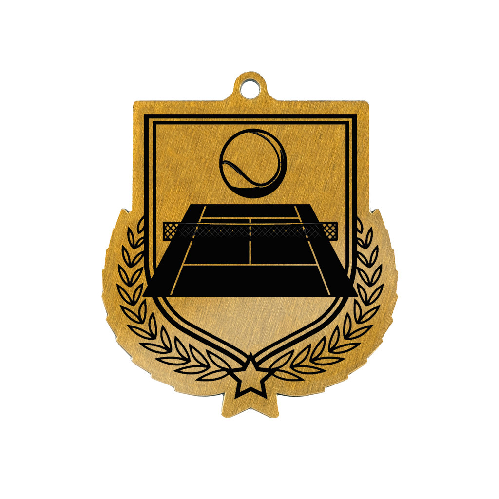Colour Printed Tennis Shield Shaped Medal