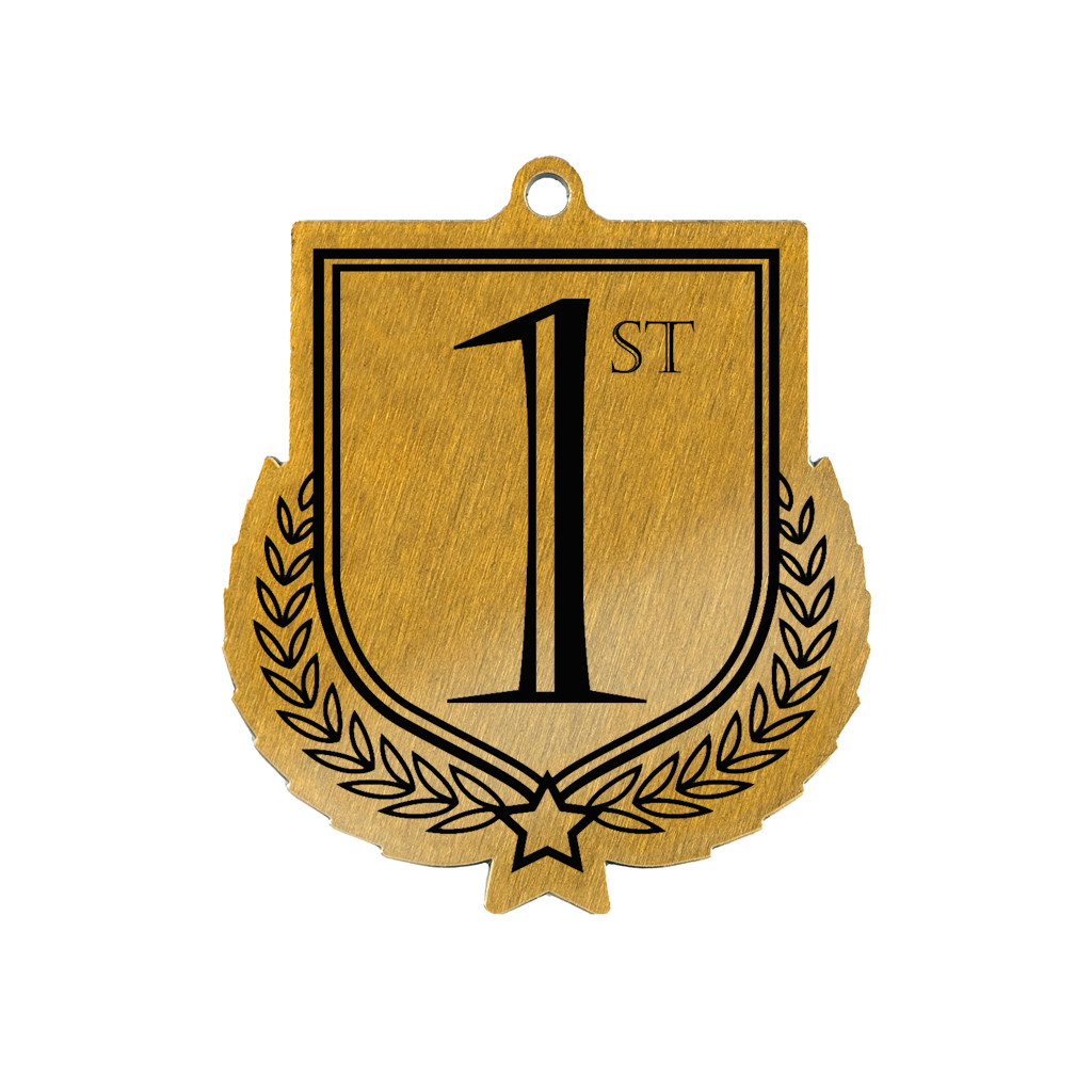 Colour Printed 1st Place Shield Shaped Medal
