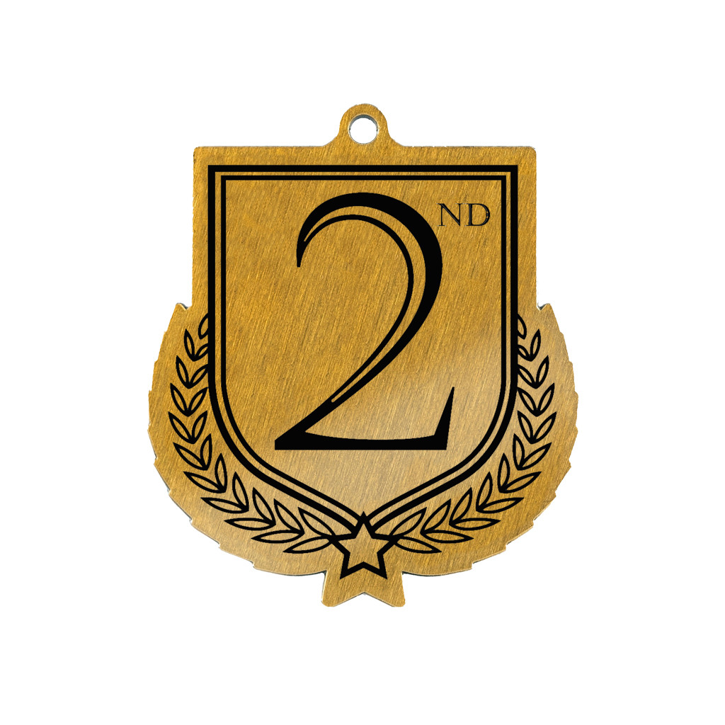 Colour Printed 2nd Place Shield Shaped Medal
