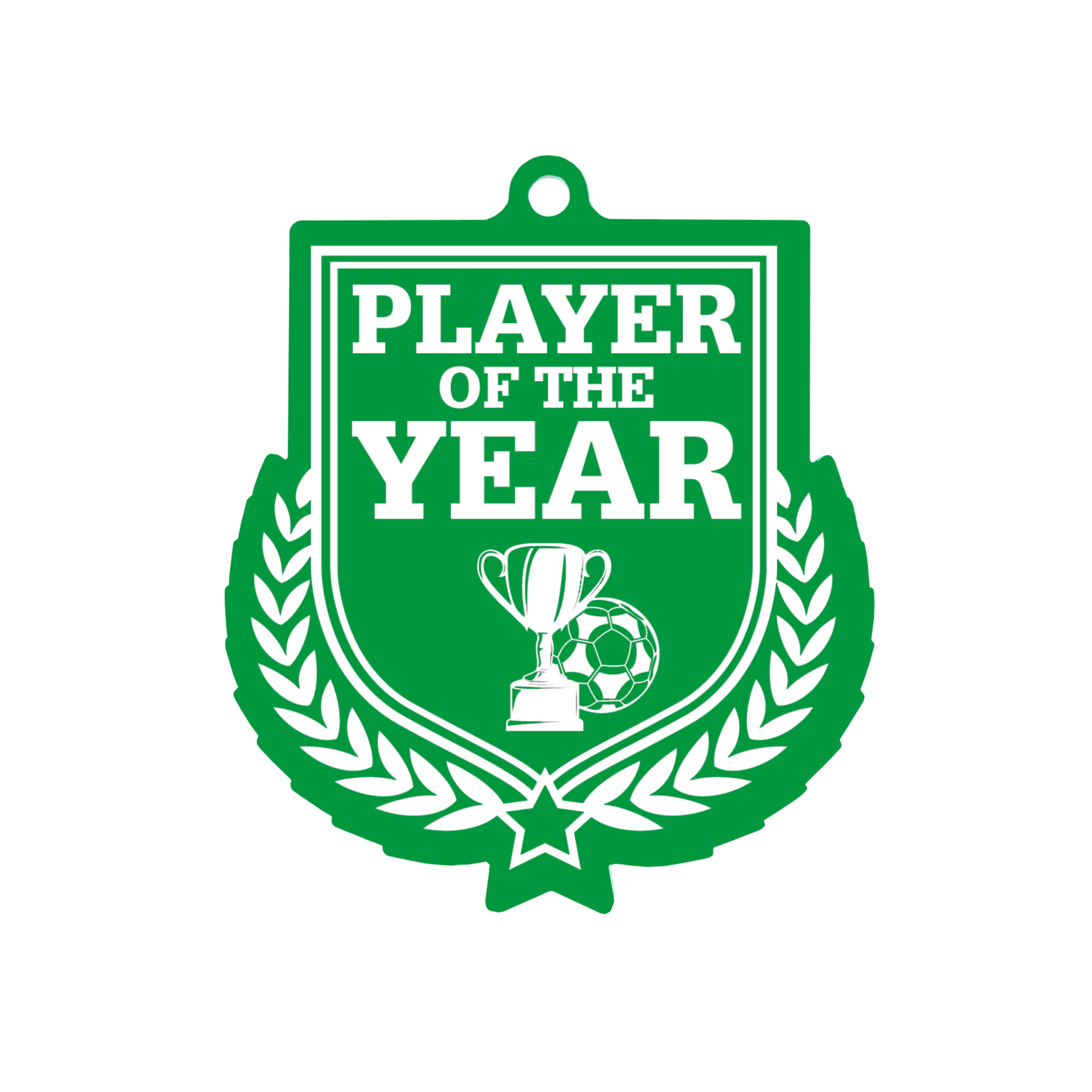 Colour Printed Football Player of the Year Shield Shaped Medal