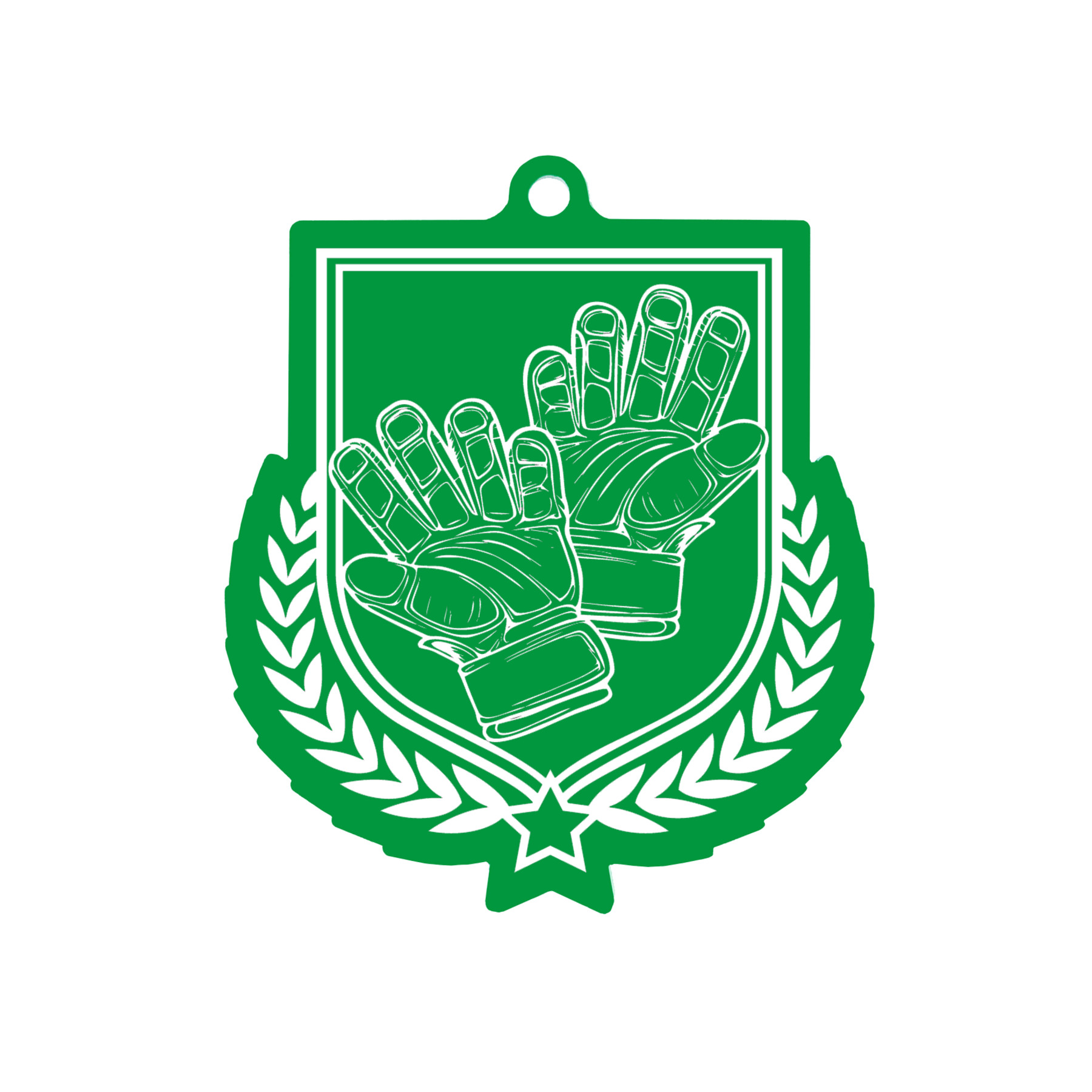 Colour Printed Football Gloves Shield Shaped Medal