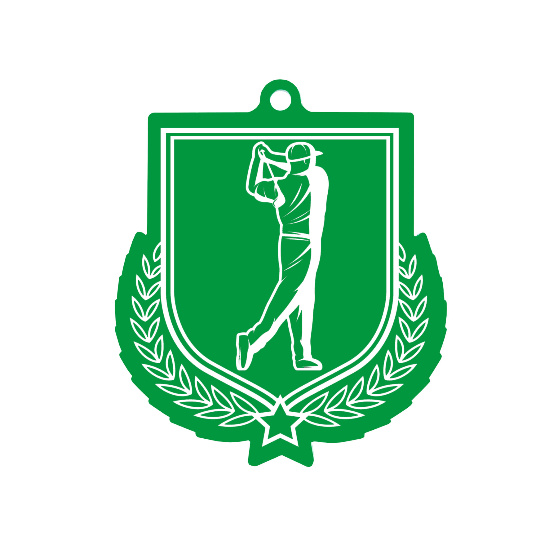 Colour Printed Golf Shield Shaped Medal