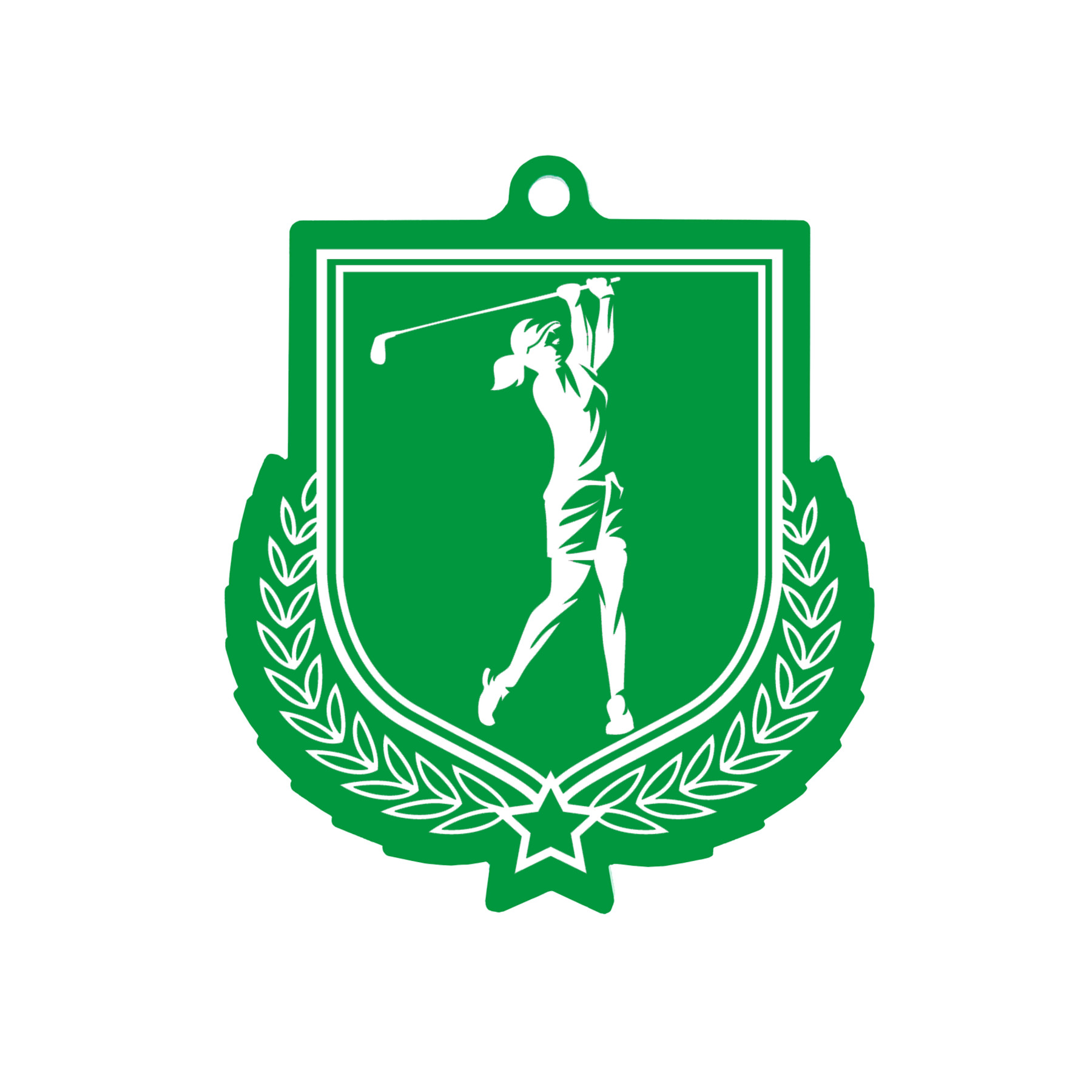 Colour Printed Golf Shield Shaped Medal