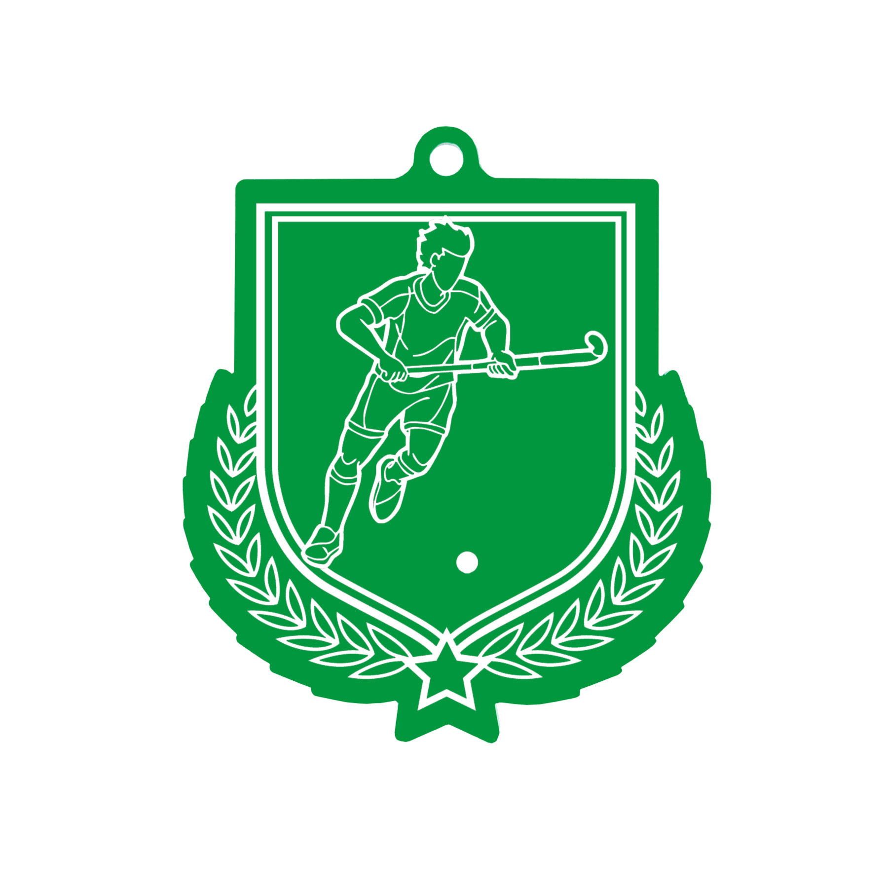 Colour Printed Male Hockey Shield Shaped Medal