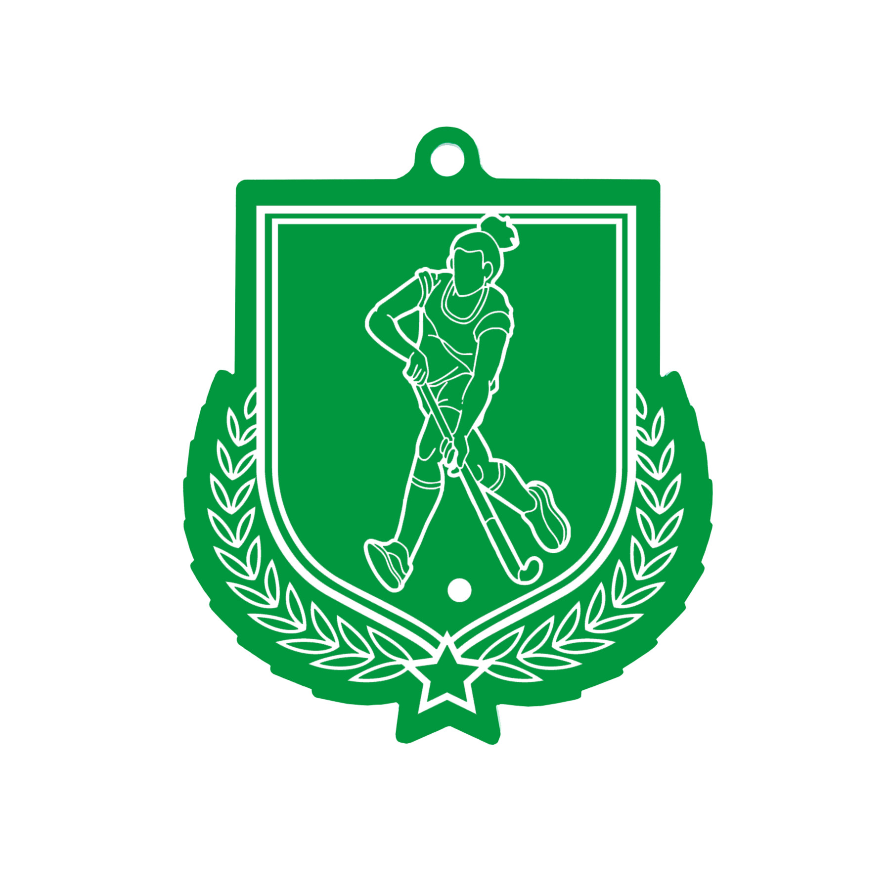 Colour Printed Female Hockey Shield Shaped Medal