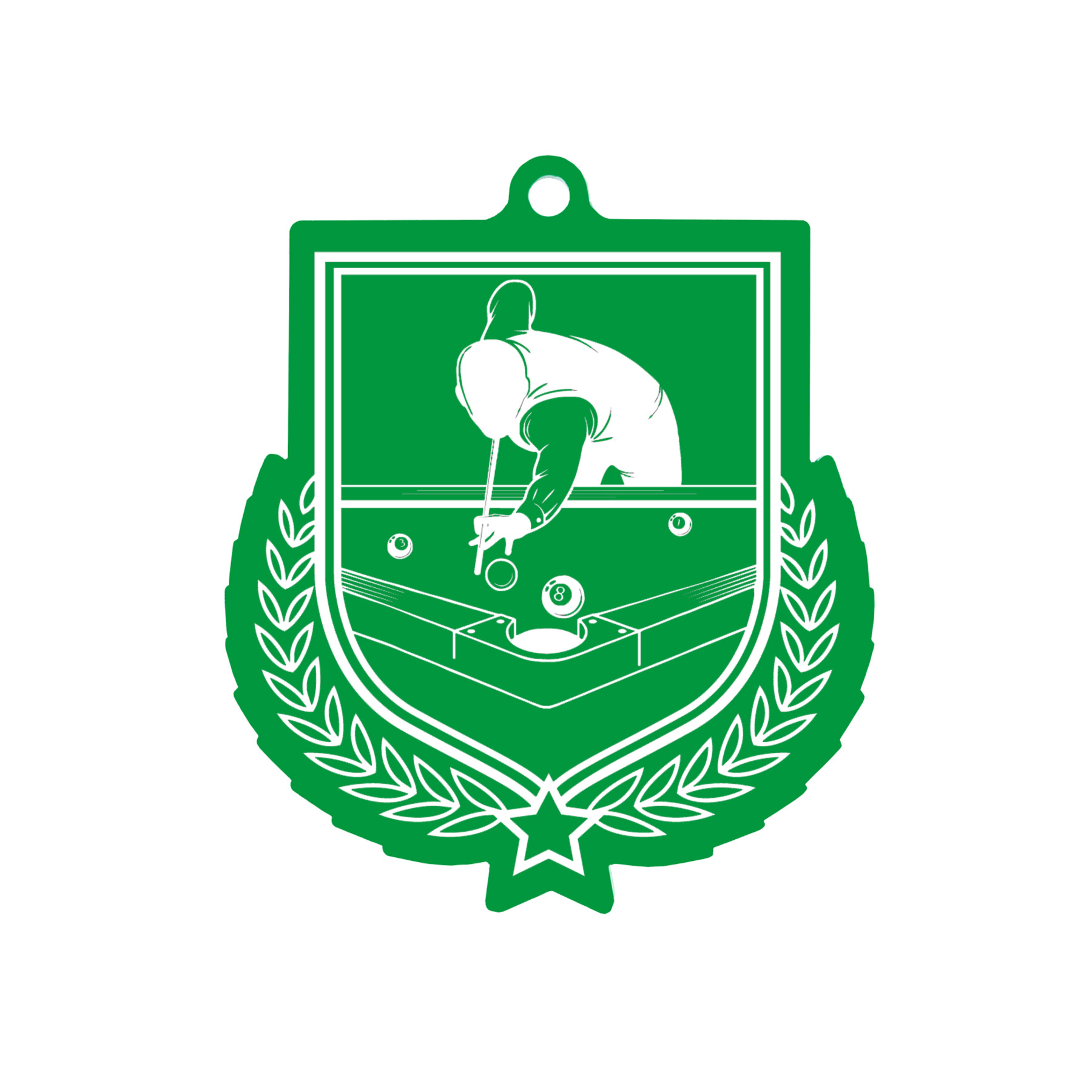 Colour Printed Pool Shield Shaped Medal