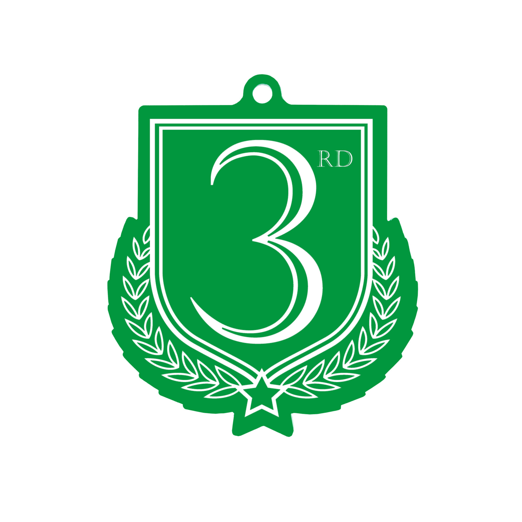 Colour Printed 3rd Place Shield Shaped Medal