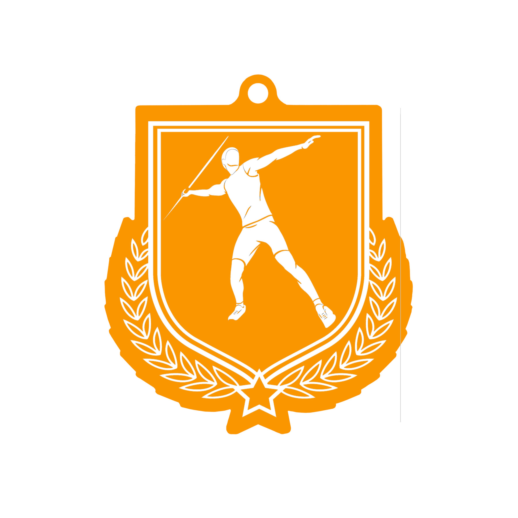 Colour Printed Javelin Shield Shaped Medal