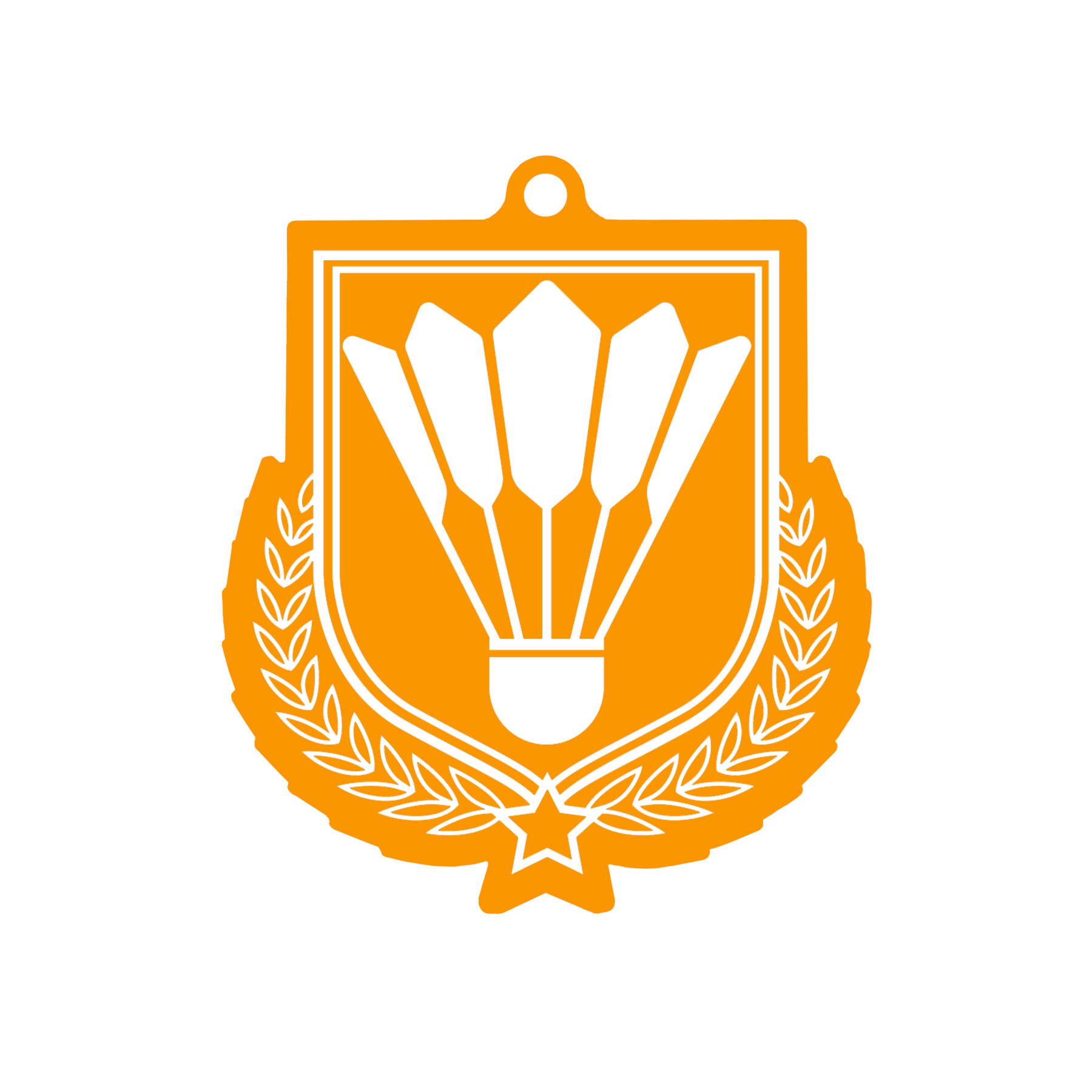 Colour Printed Badminton Player Shield Shaped Medal