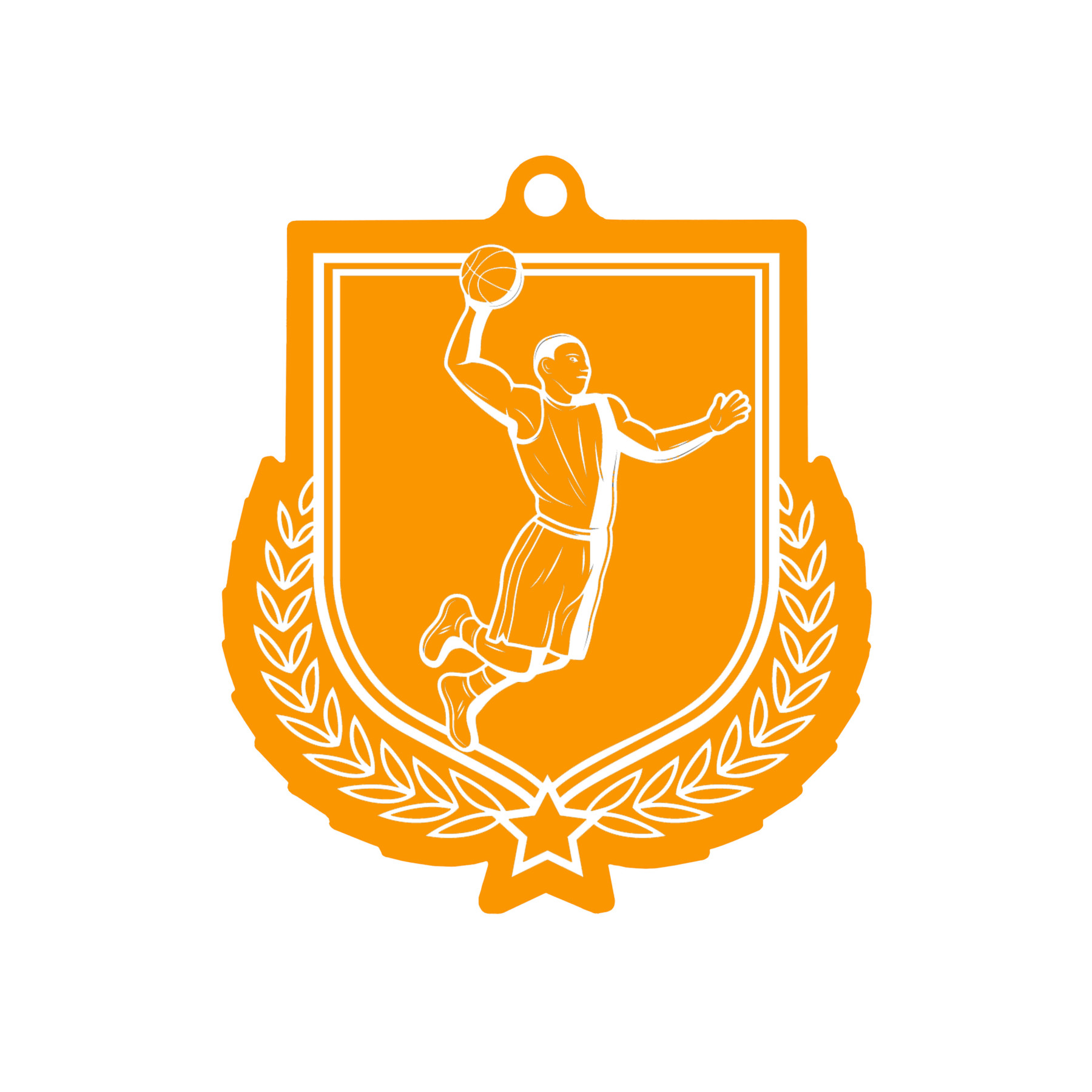 Colour Printed Basketball Shield Shaped Medal