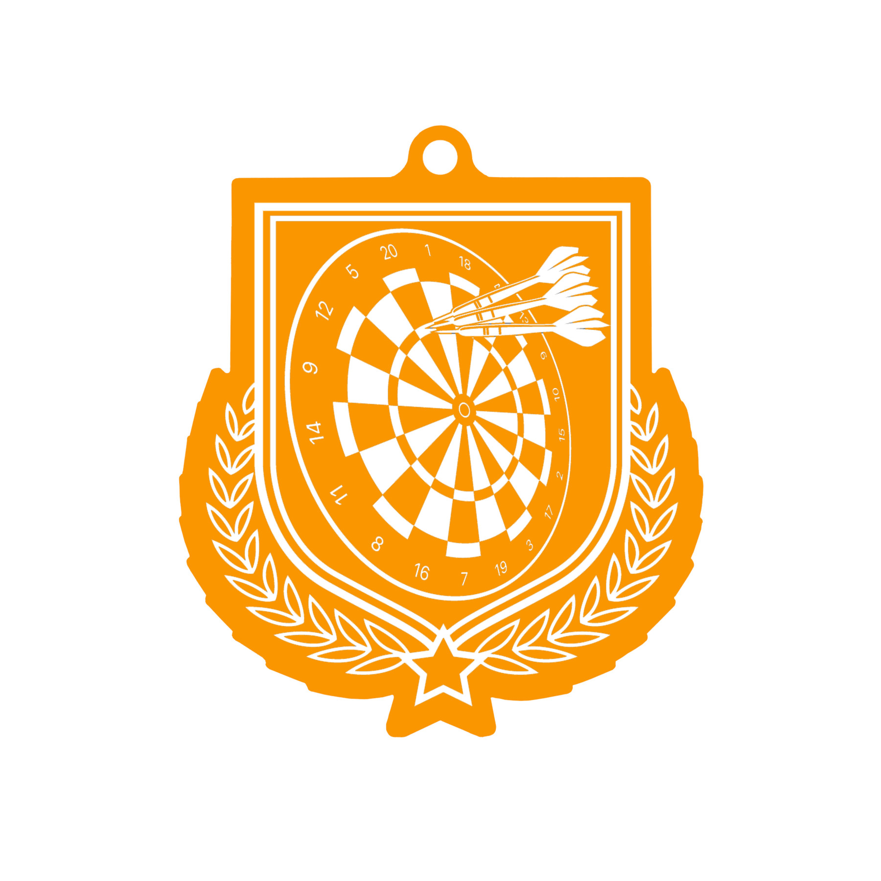 Colour Printed Darts Shield Shaped Medal