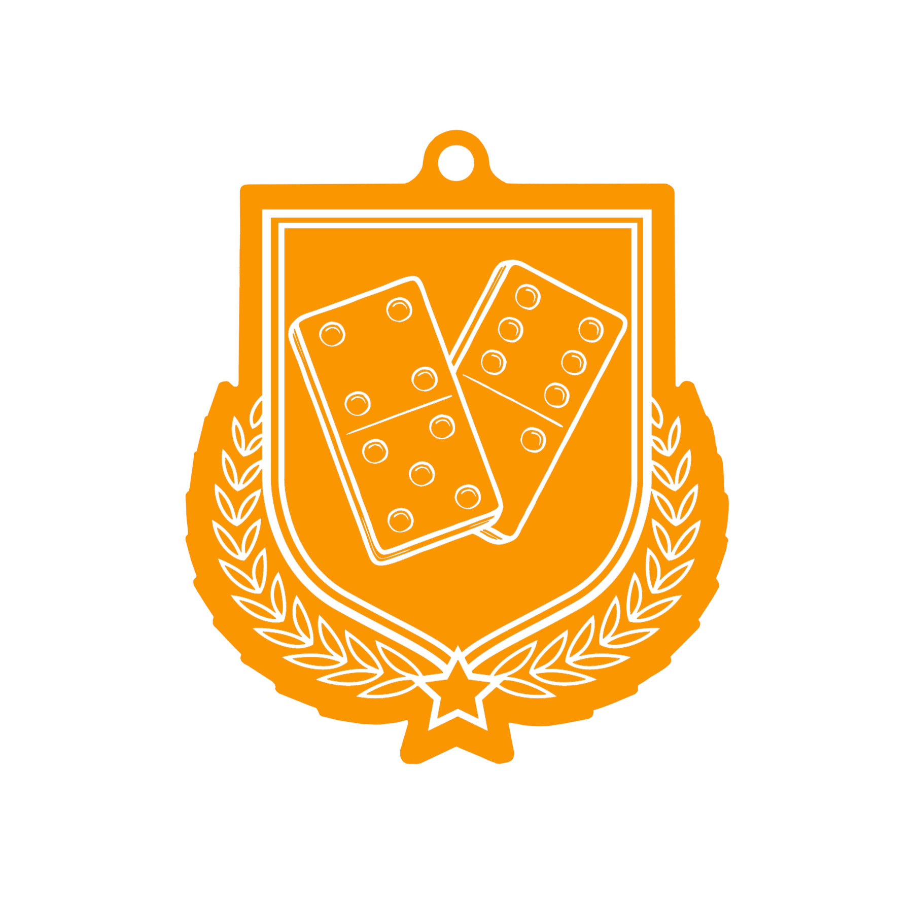 Colour Printed Dominoes Shield Shaped Medal