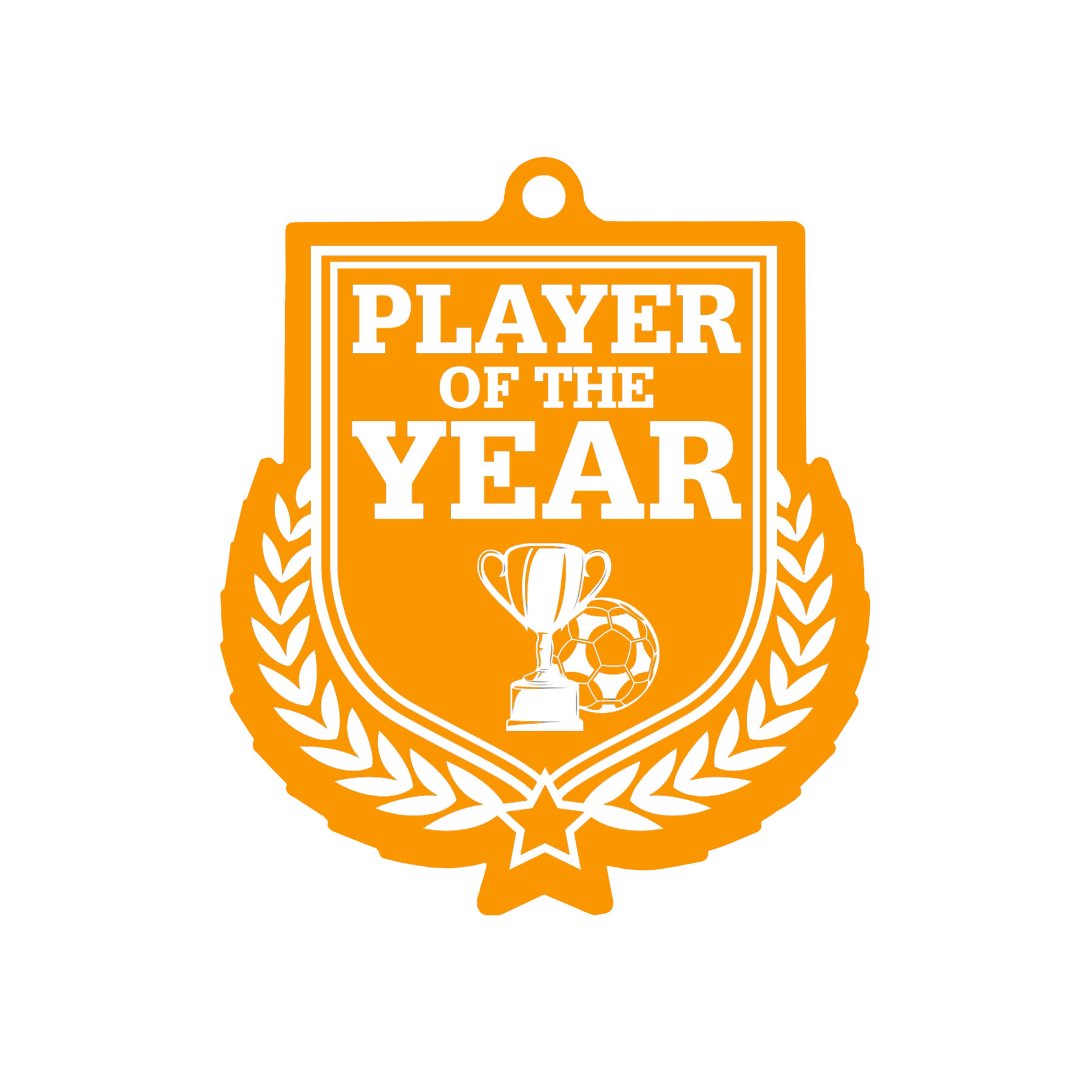 Colour Printed Football Player of the Year Shield Shaped Medal