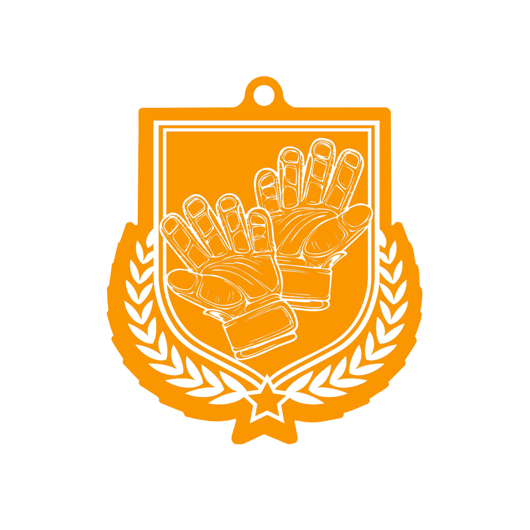 Colour Printed Football Gloves Shield Shaped Medal