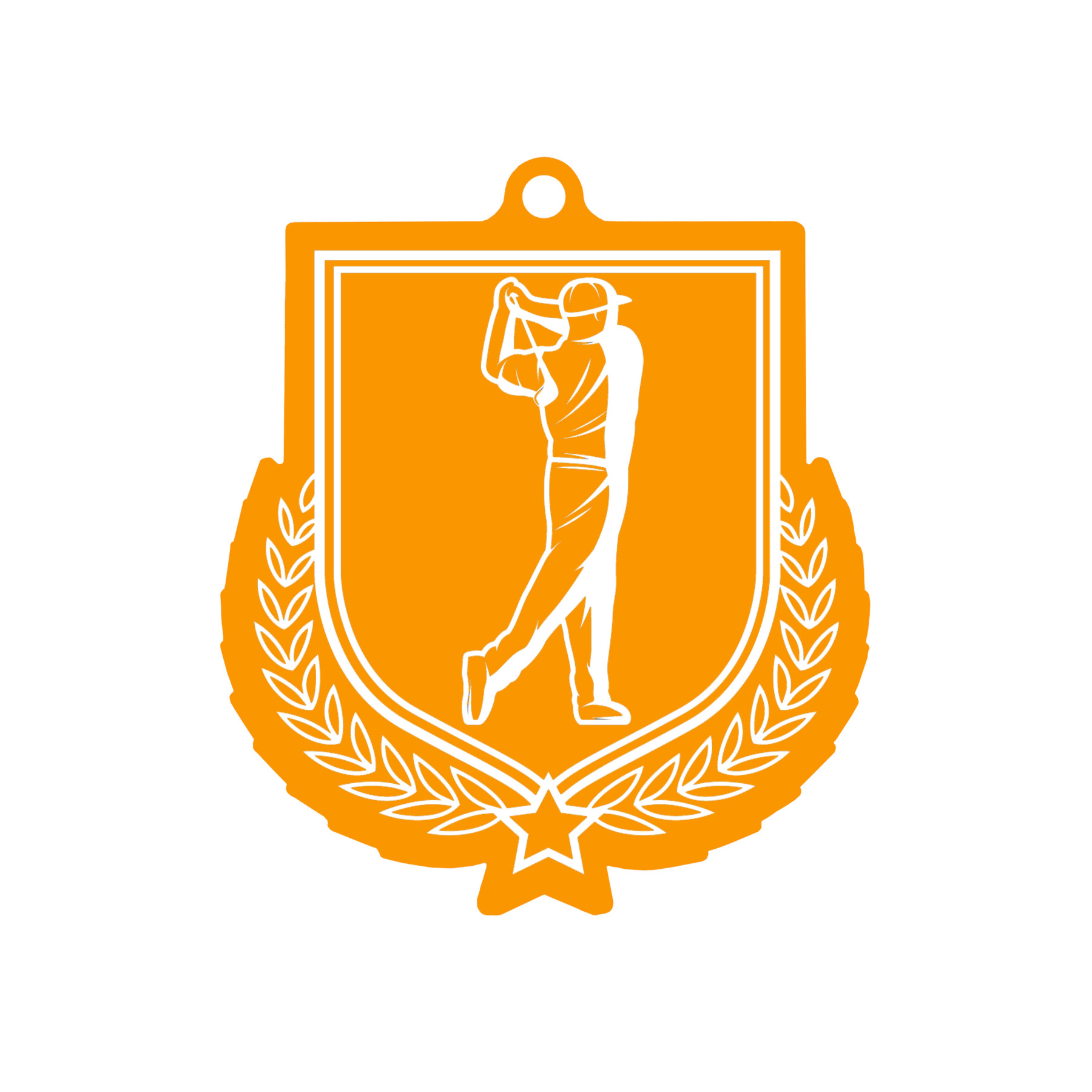 Colour Printed Golf Shield Shaped Medal