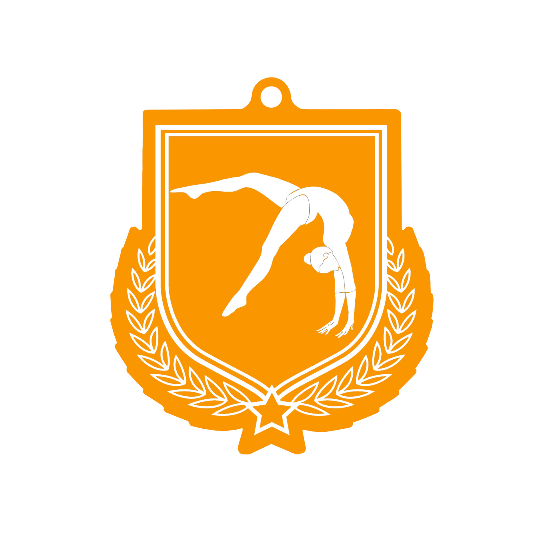 Colour Printed Gymnastics Shield Shaped Medal