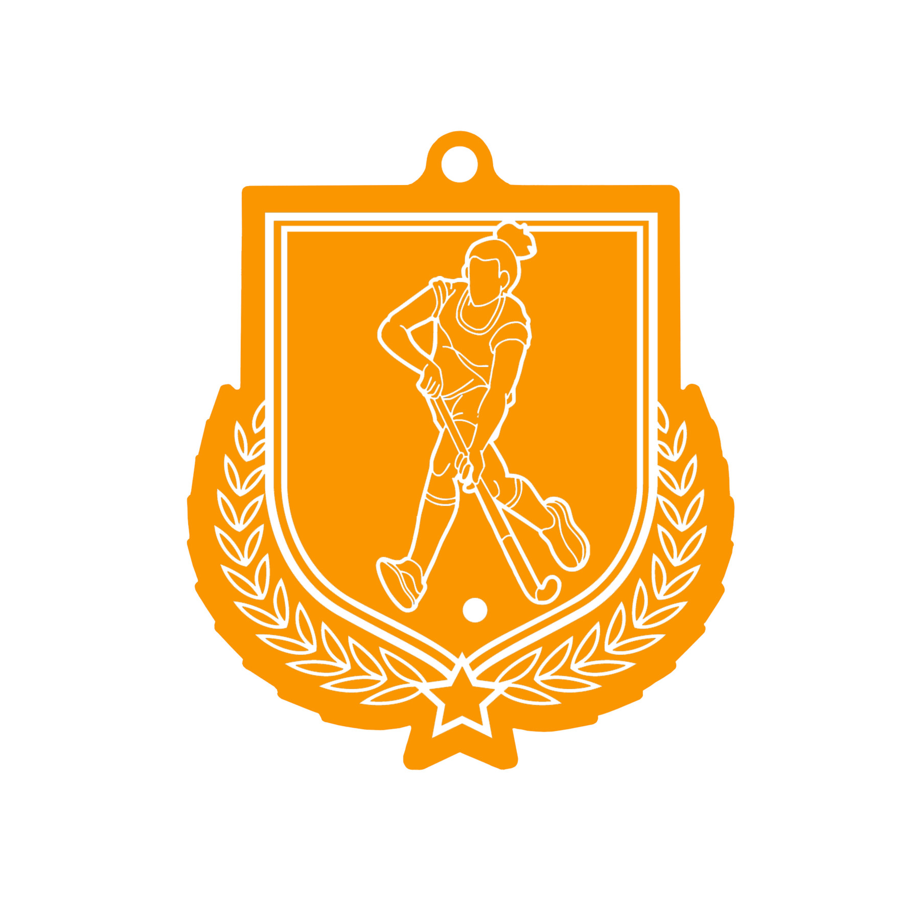 Colour Printed Female Hockey Shield Shaped Medal