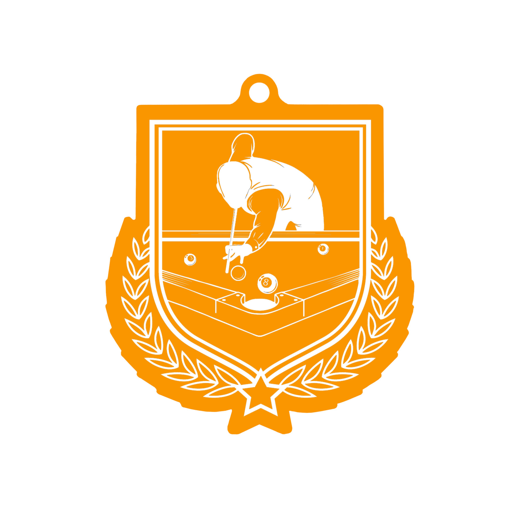 Colour Printed Pool Shield Shaped Medal