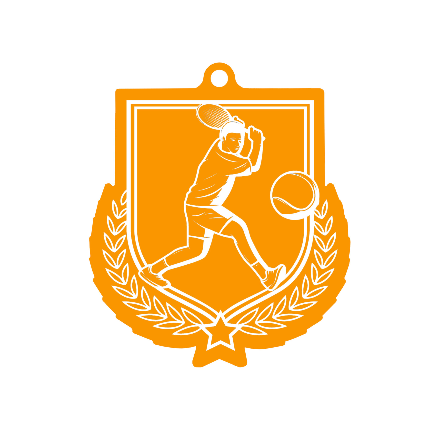 Colour Printed Male Tennis Shield Shaped Medal