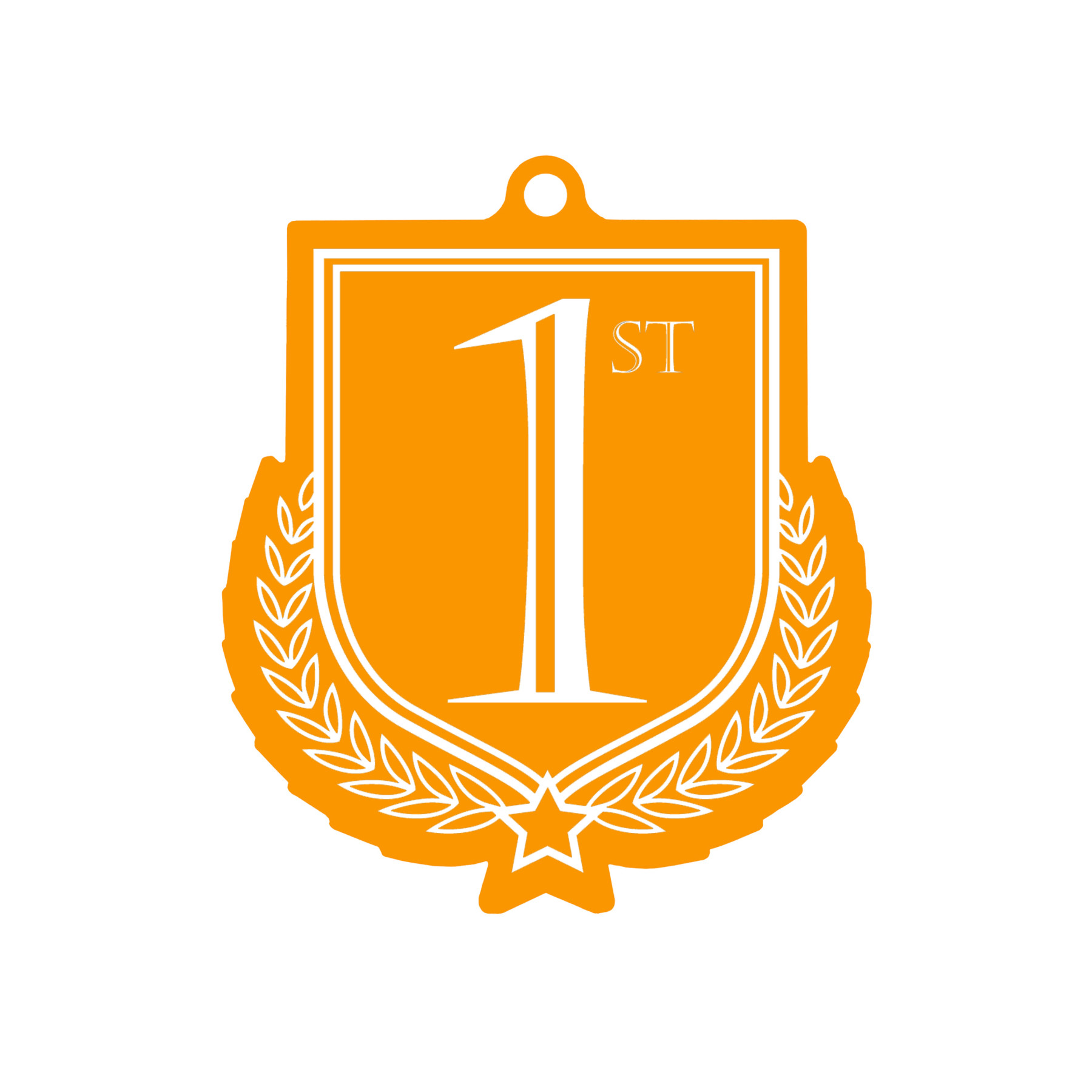 Colour Printed 1st Place Shield Shaped Medal