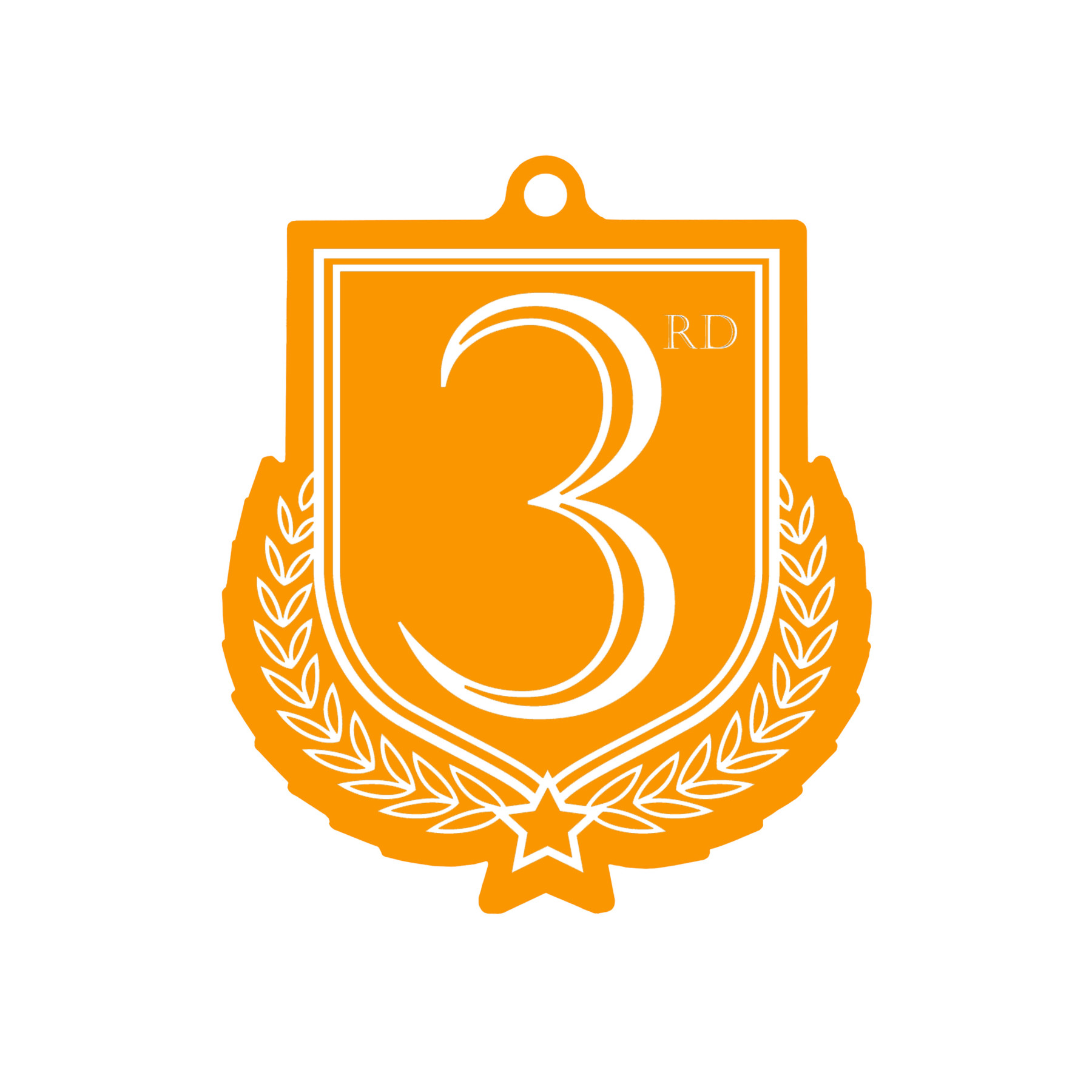 Colour Printed 3rd Place Shield Shaped Medal