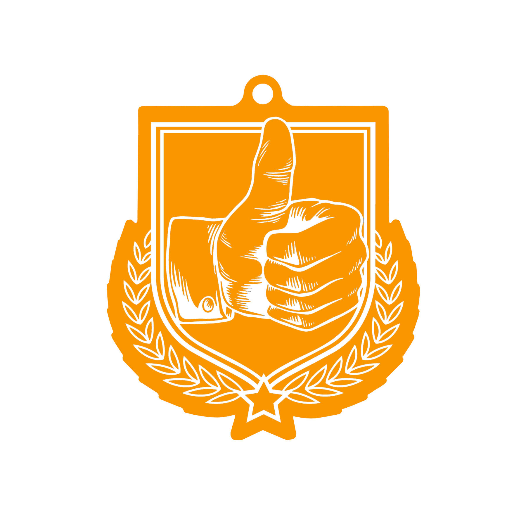 Colour Printed Thumbs Up Shield Shaped Medal