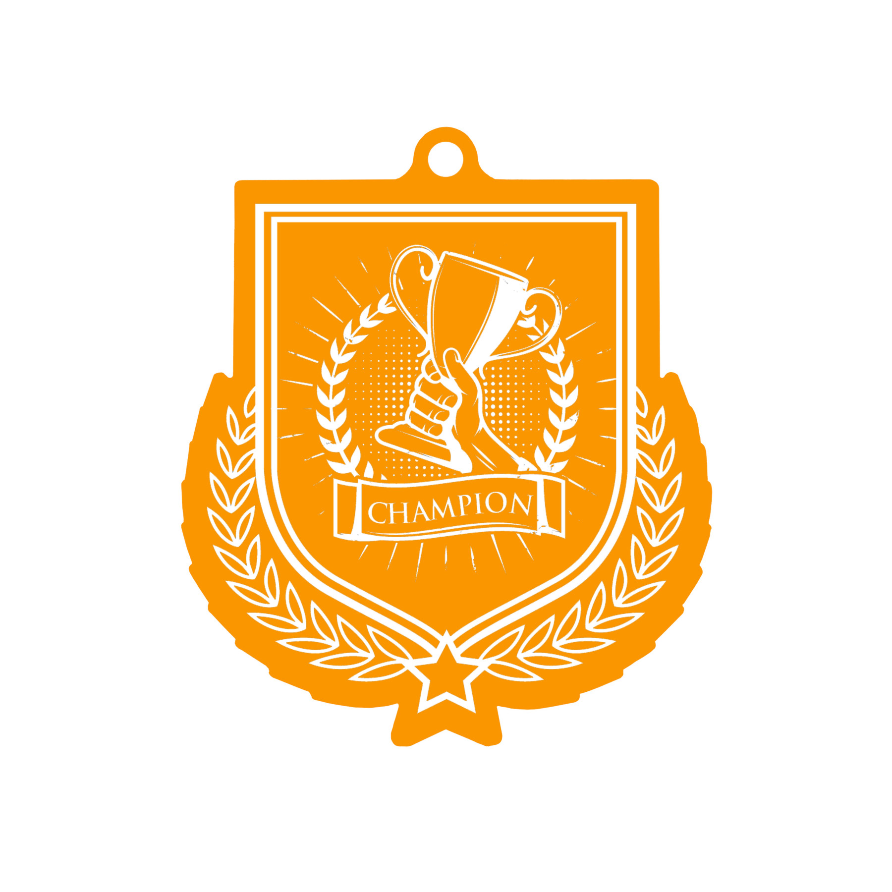 Colour Printed Champion Shield Shaped Medal