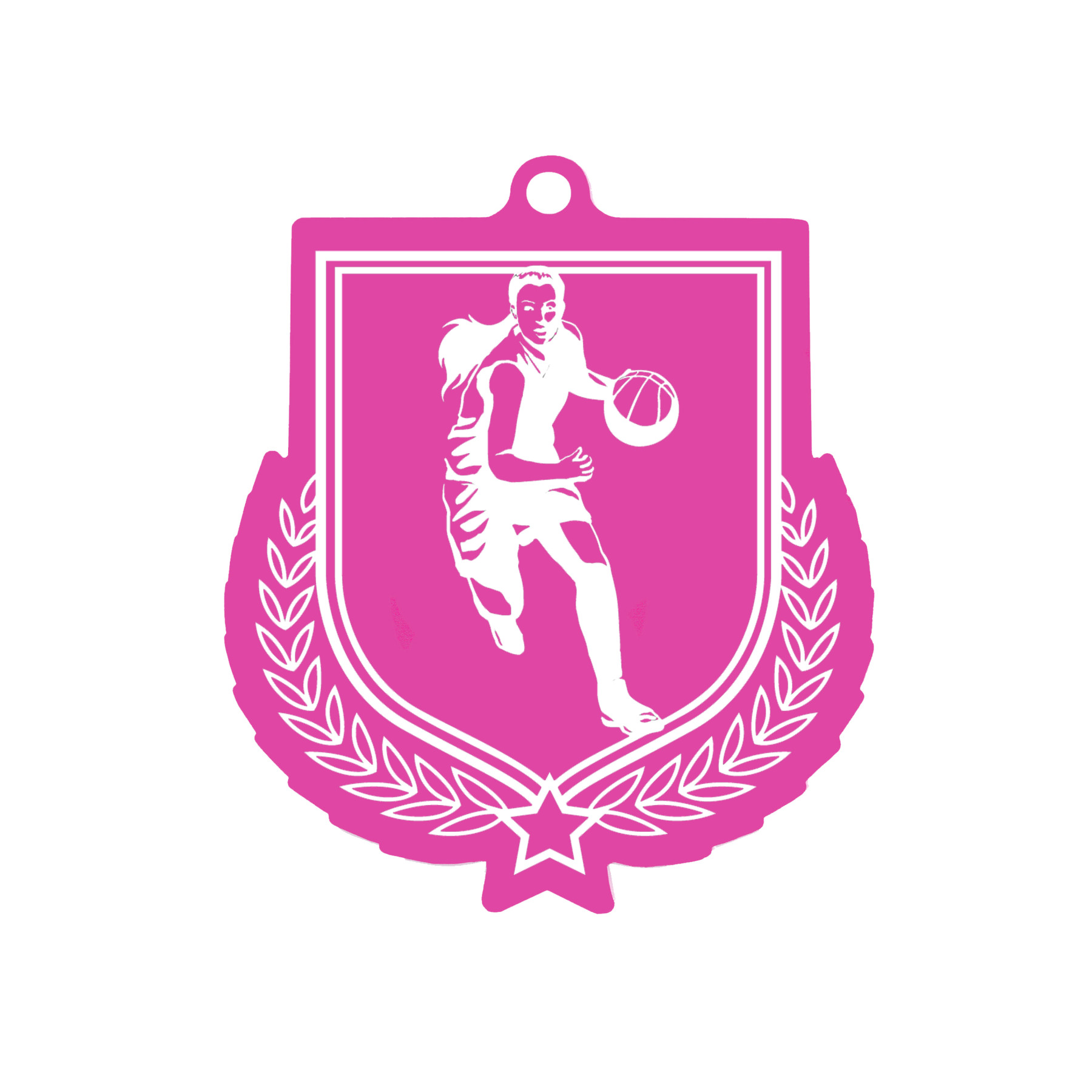 Colour Printed Basketball Shield Shaped Medal