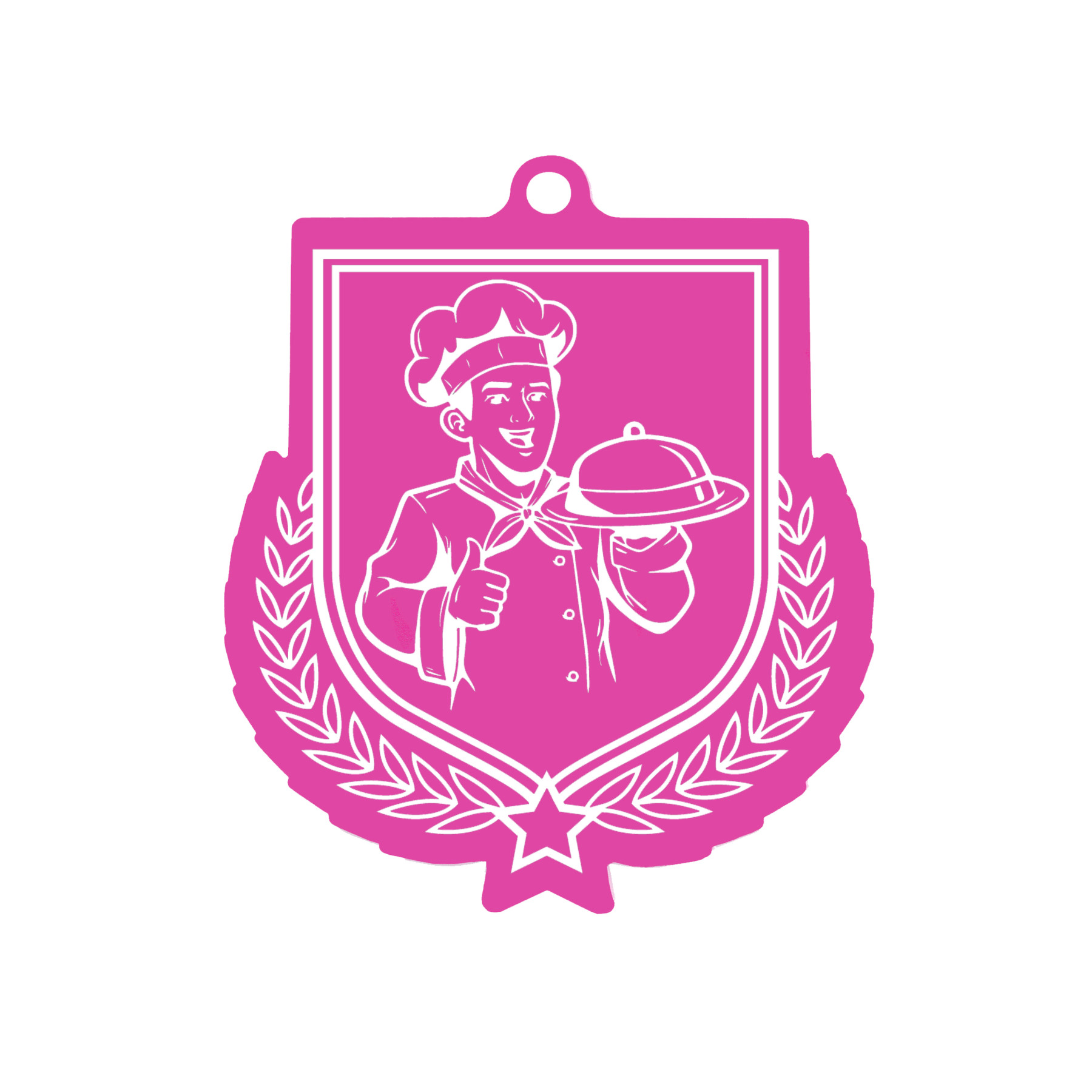 Colour Printed Cooking Shield Shaped Medal