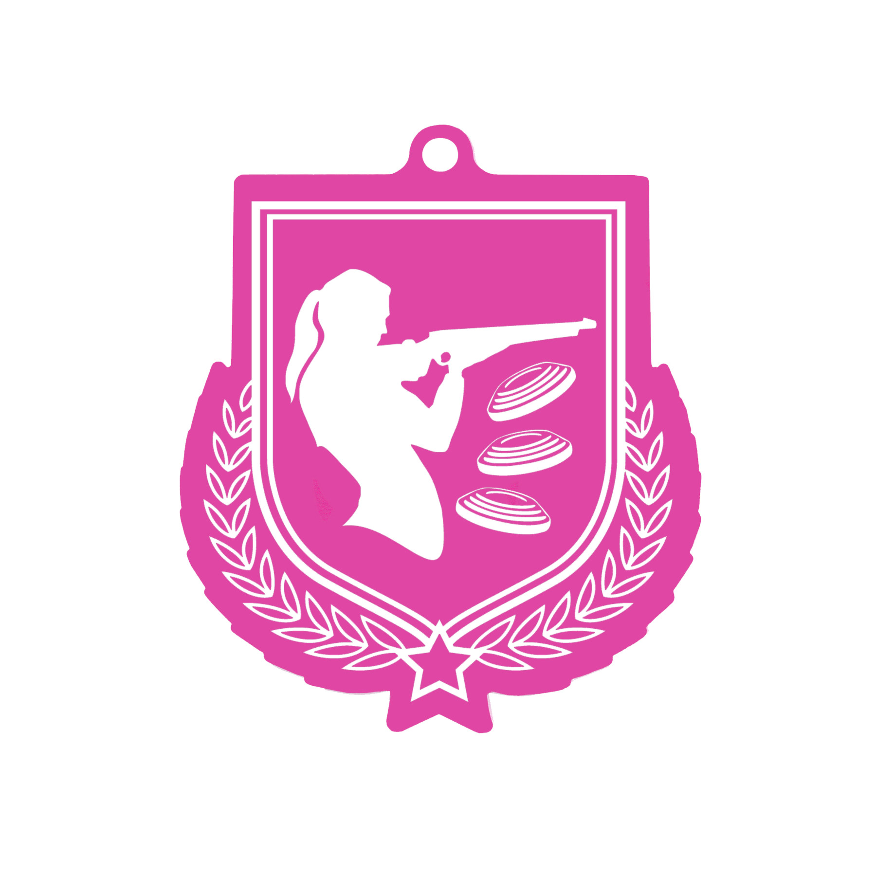 Colour Printed Clay Pigeon Shield Shaped Medal