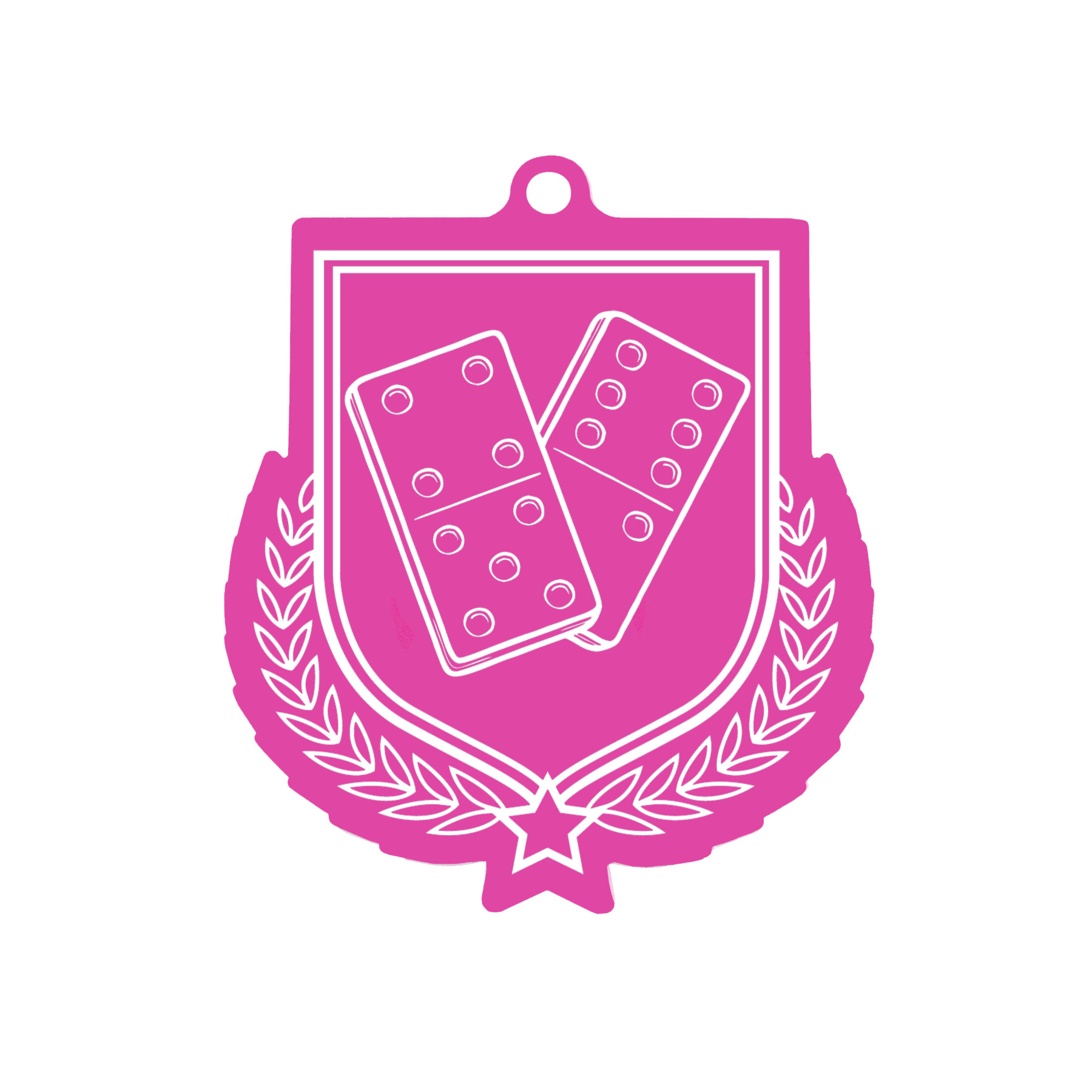 Colour Printed Dominoes Shield Shaped Medal