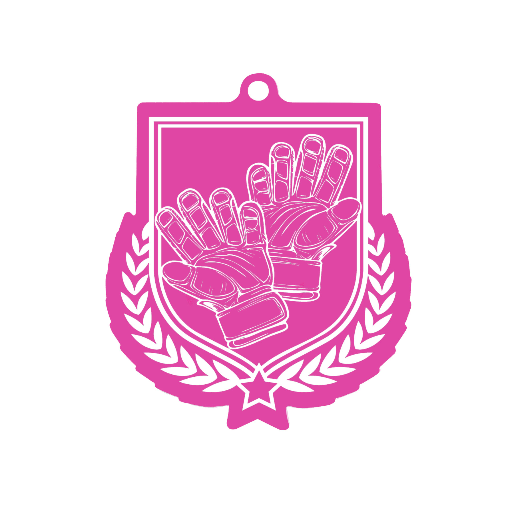 Colour Printed Football Gloves Shield Shaped Medal