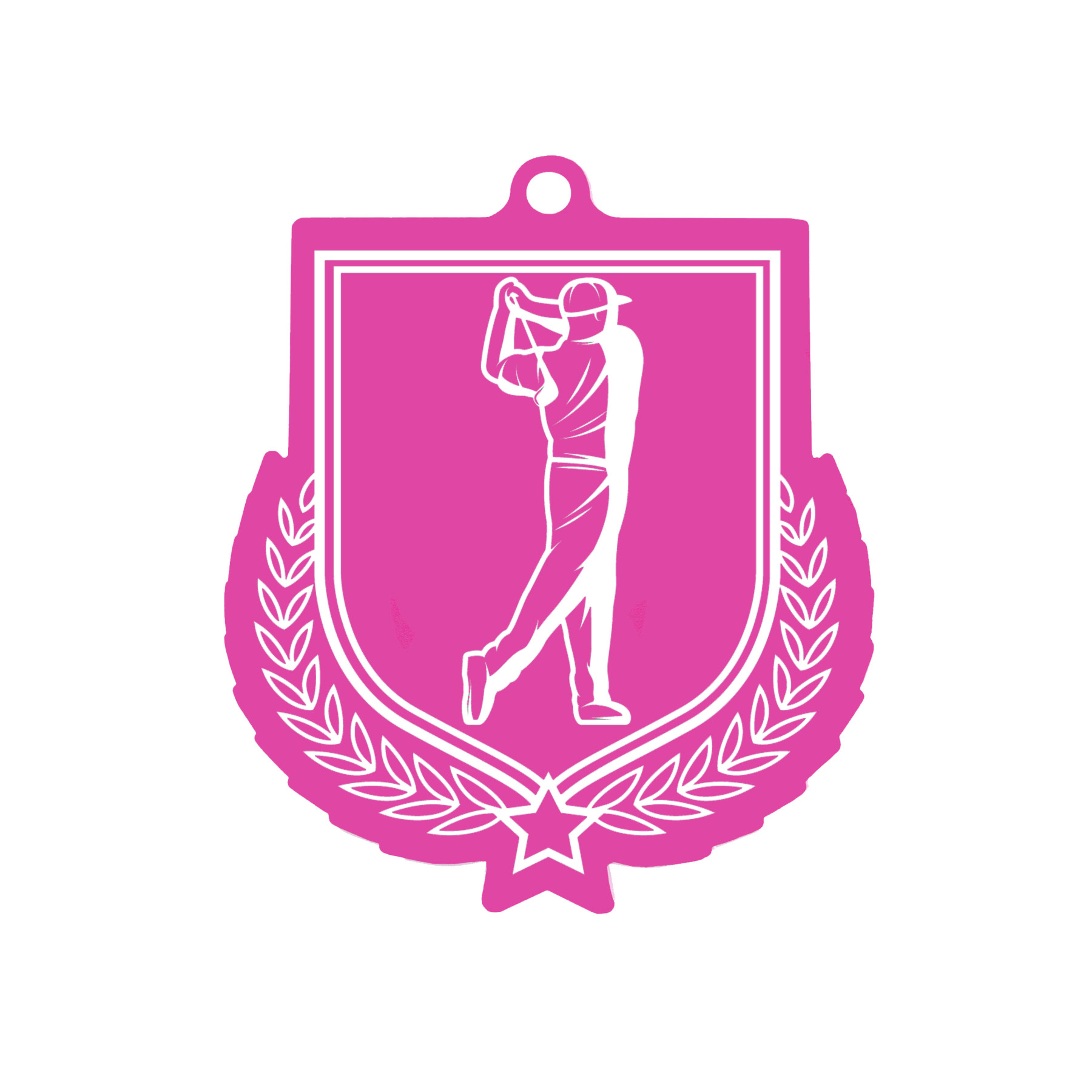 Colour Printed Golf Shield Shaped Medal