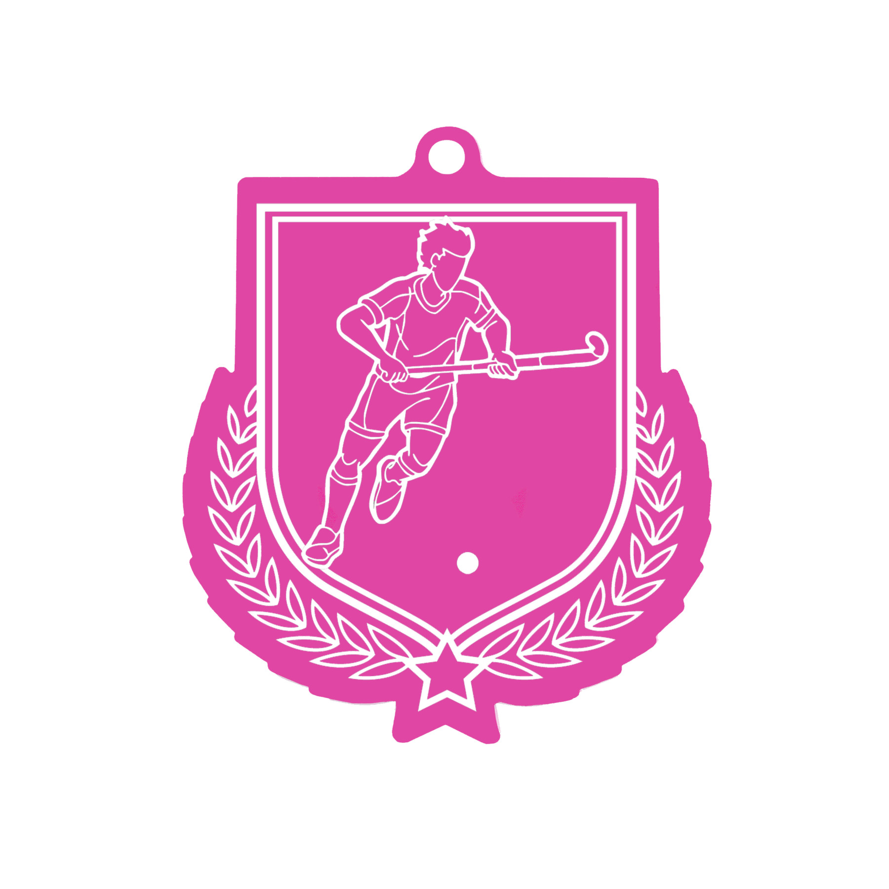 Colour Printed Male Hockey Shield Shaped Medal